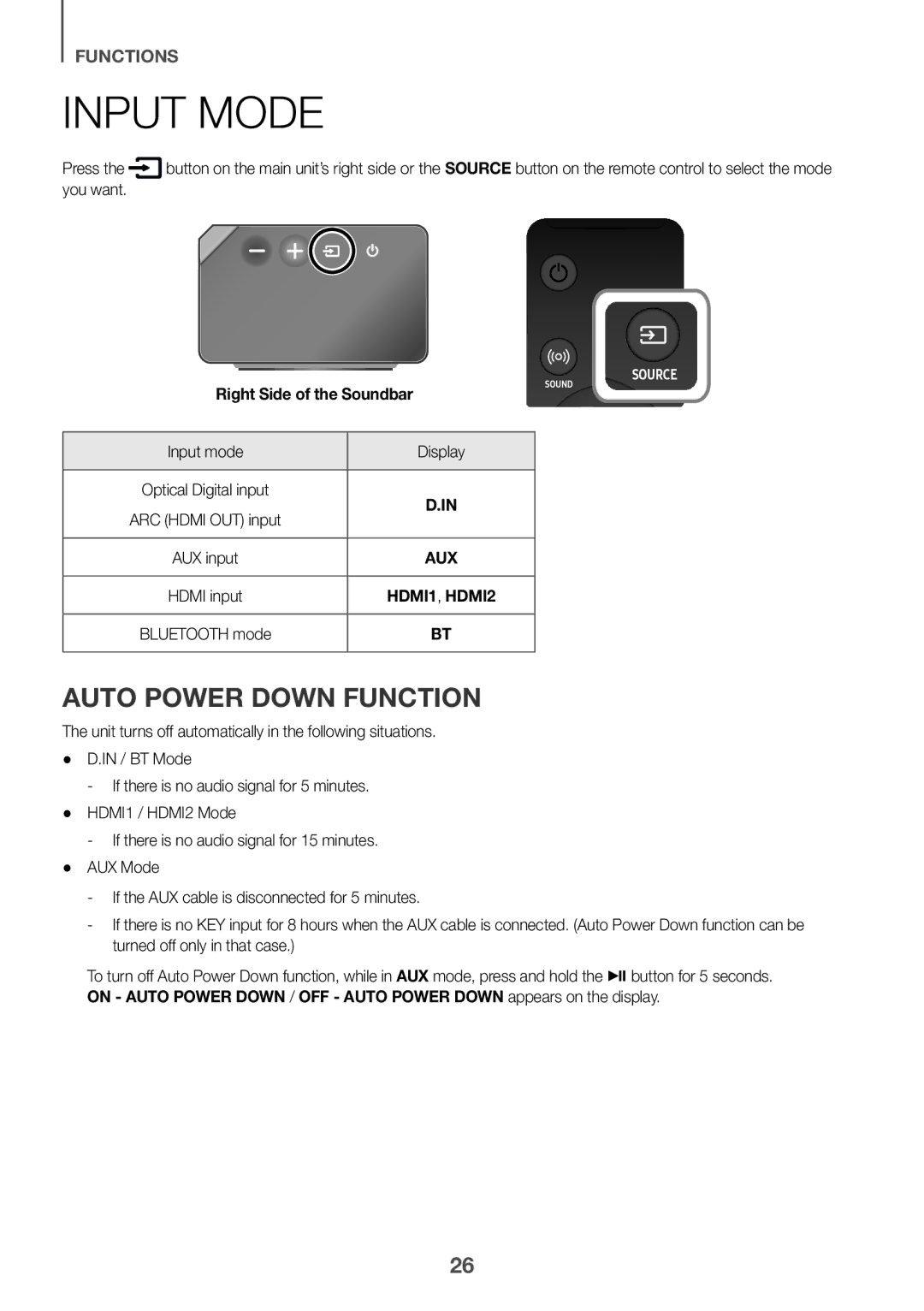 Samsung HW-K860/XE manual Input Mode, Auto Power Down Function, You want 