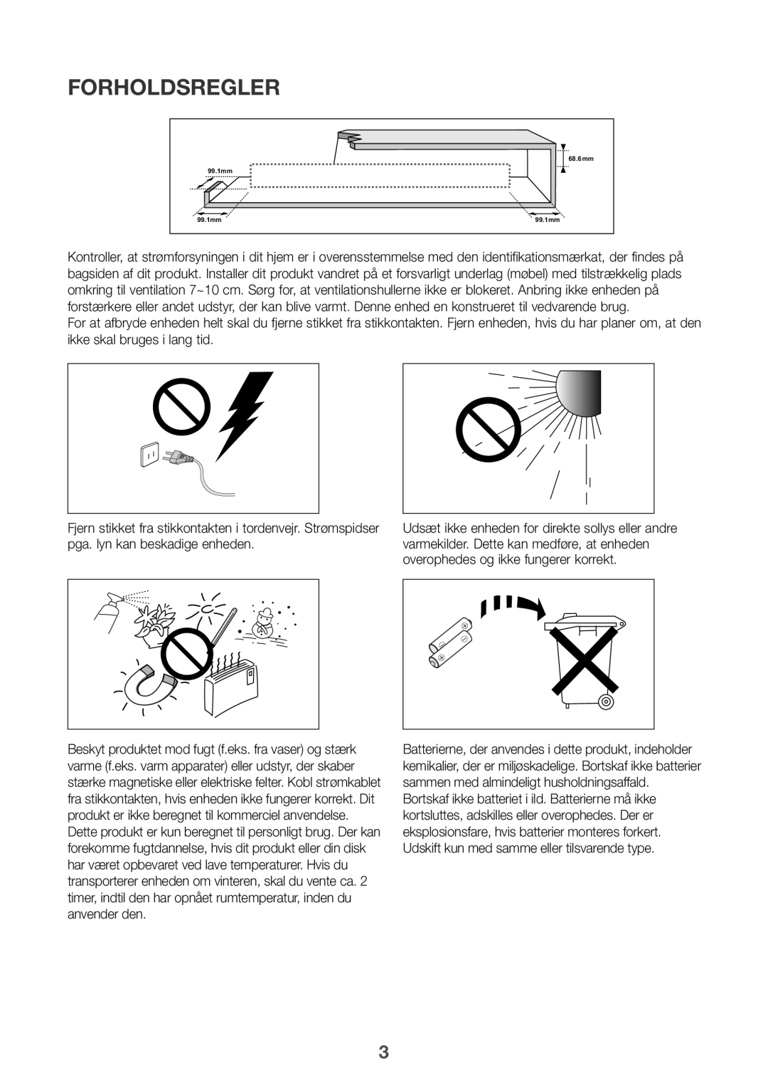 Samsung HW-K860/XE manual Forholdsregler, Dan 