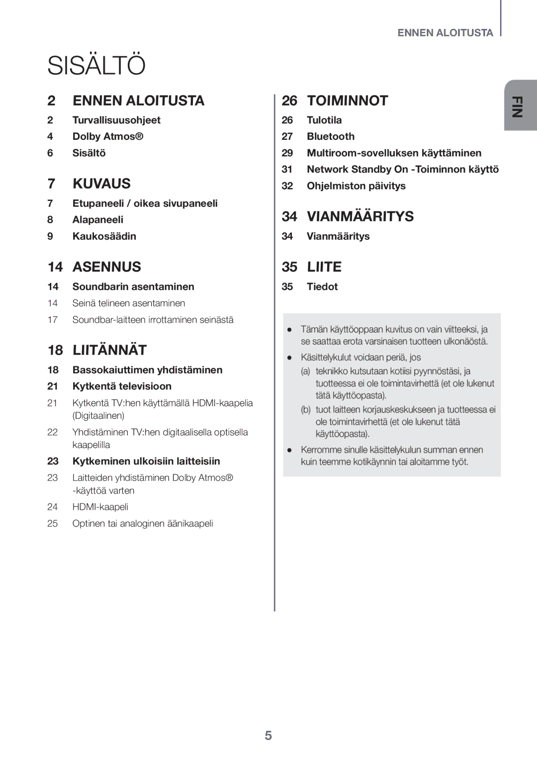 Samsung HW-K860/XE manual Sisältö 