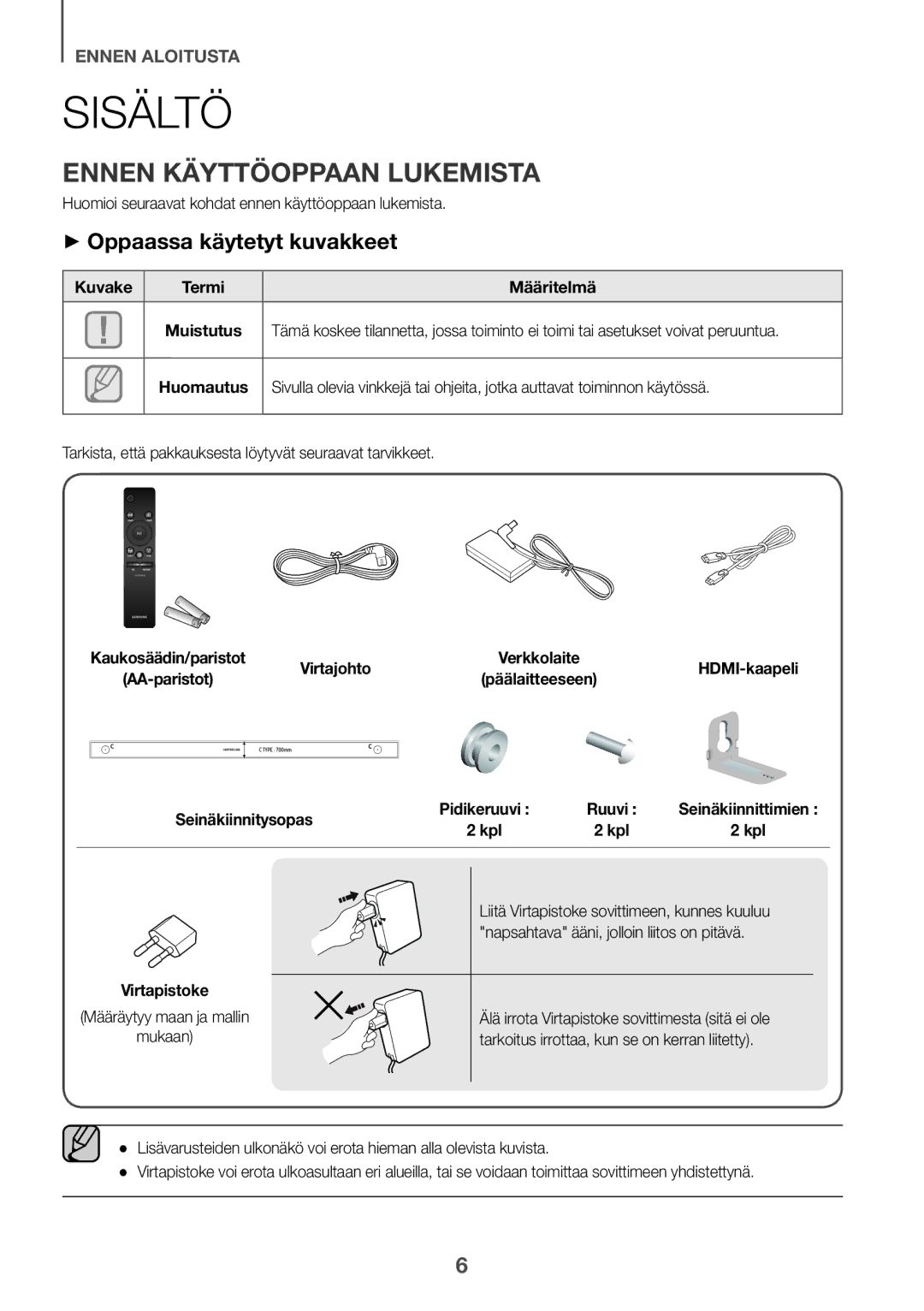 Samsung HW-K860/XE manual Ennen käyttöoppaan lukemista, ++Oppaassa käytetyt kuvakkeet 