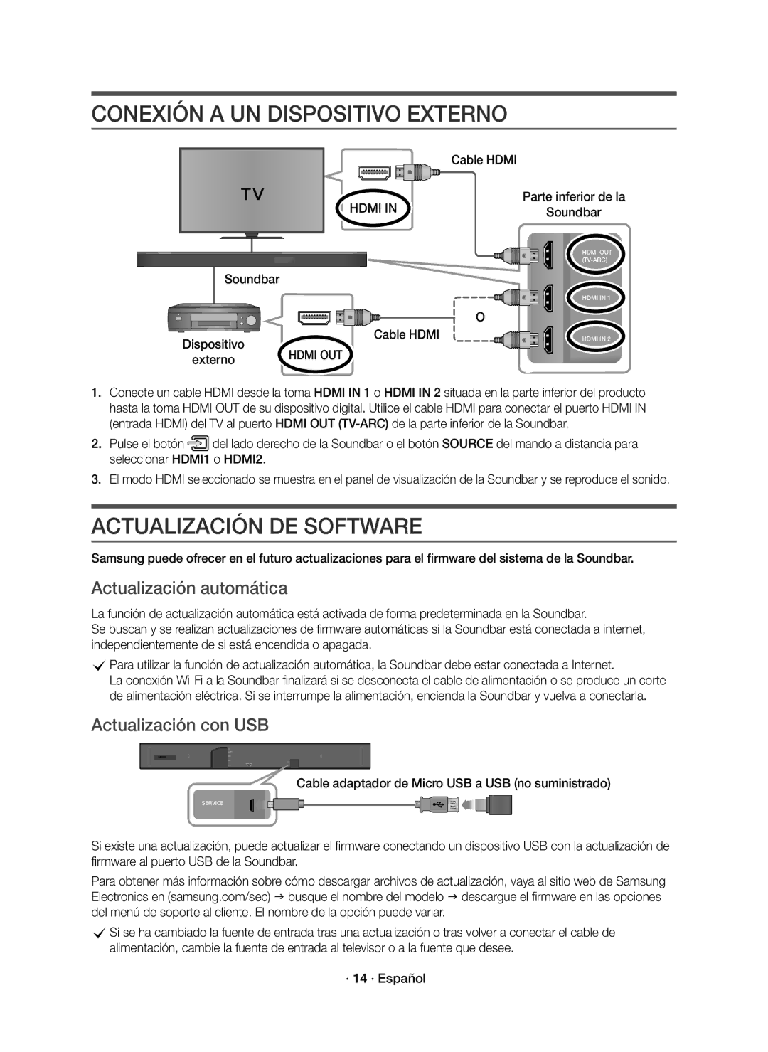 Samsung HW-K950/EN, HW-K950/ZF manual Conexión a UN Dispositivo Externo, Actualización DE Software, Actualización automática 