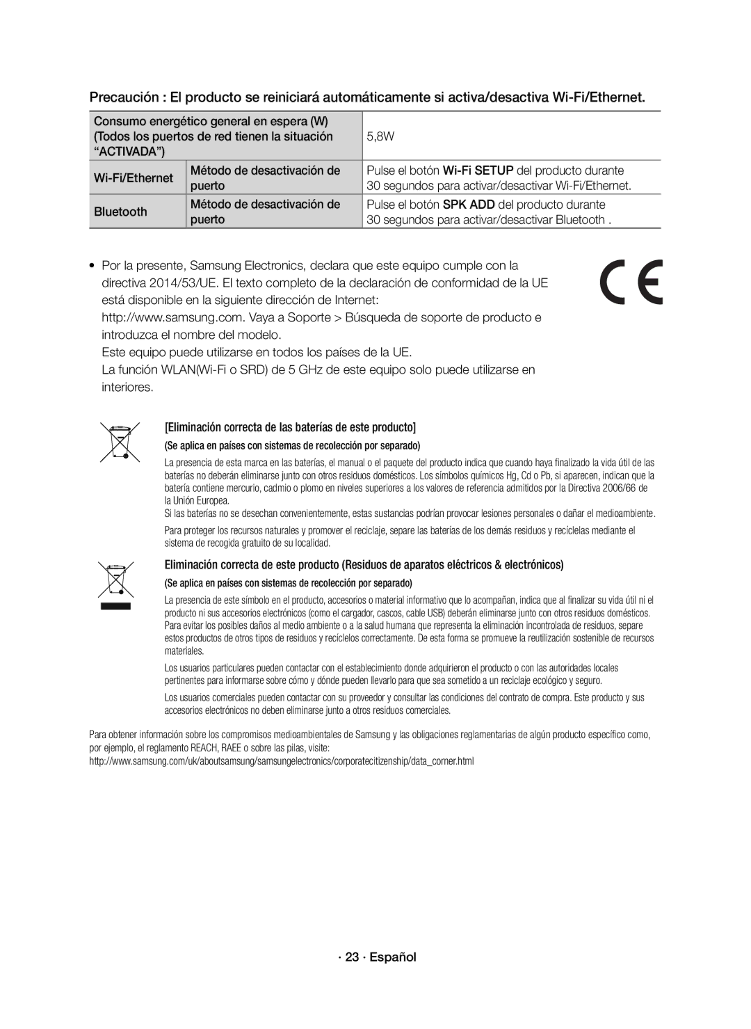 Samsung HW-K950/ZF, HW-K950/EN manual Activada, · 23 · Español 