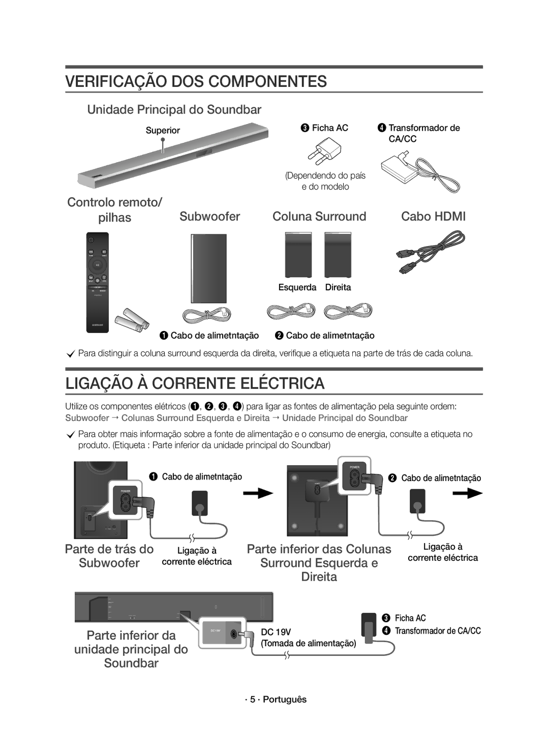 Samsung HW-K950/ZF, HW-K950/EN manual Verificação DOS Componentes, Ligação À Corrente Eléctrica 