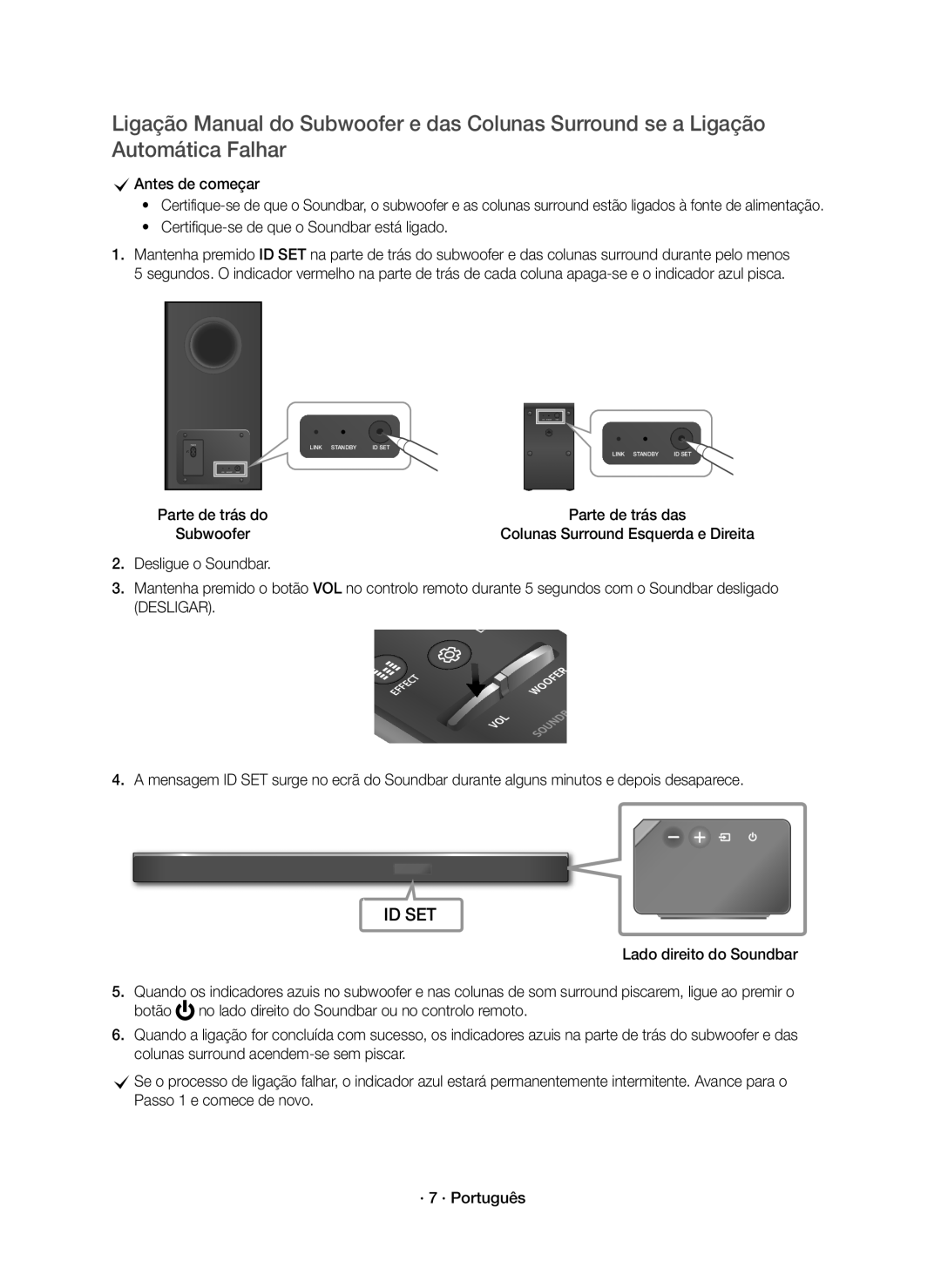 Samsung HW-K950/ZF, HW-K950/EN manual CAntes de começar, Certifique-se de que o Soundbar está ligado 