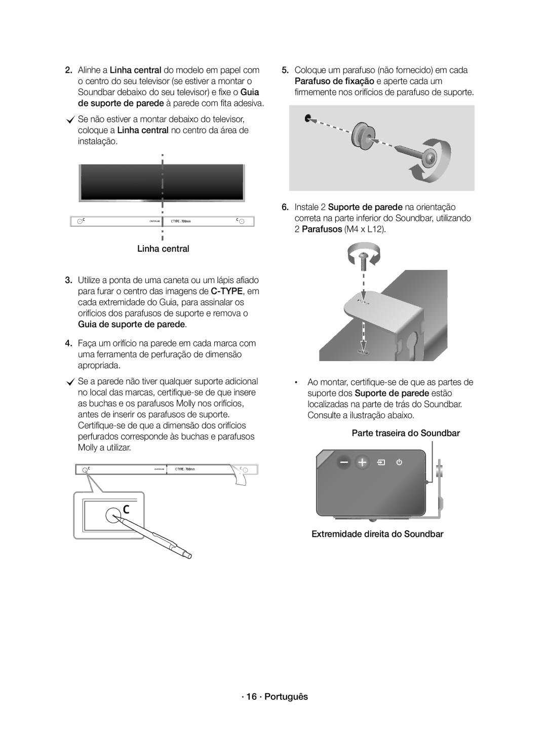 Samsung HW-K950/EN, HW-K950/ZF manual Extremidade direita do Soundbar · 16 · Português 