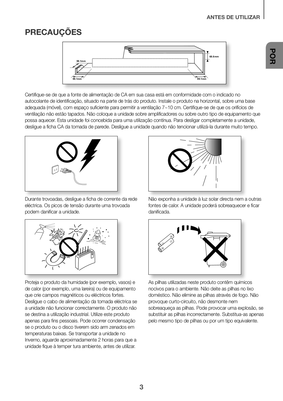 Samsung HW-K950/ZF, HW-K950/EN manual Precauções, Por 