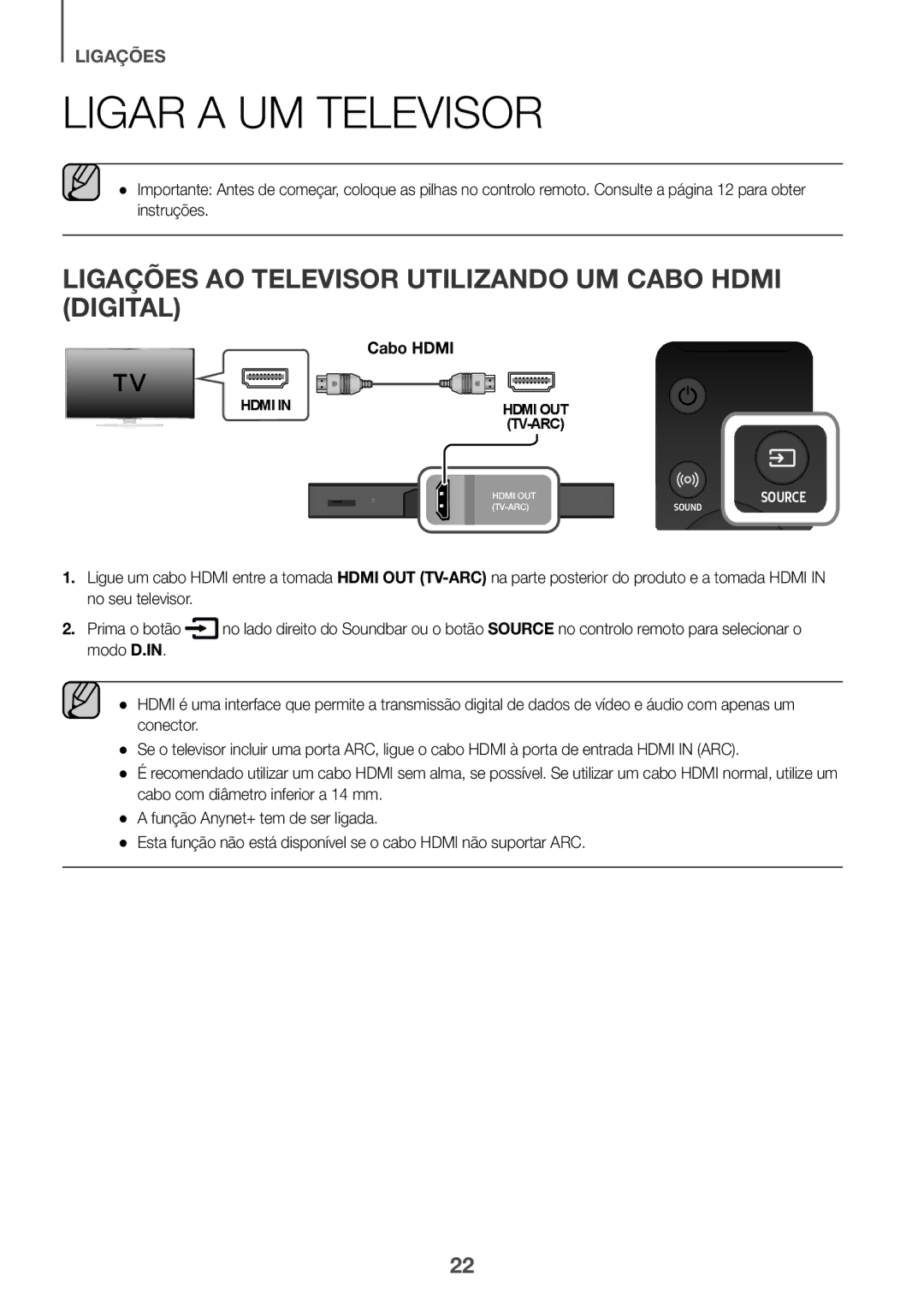 Samsung HW-K950/EN, HW-K950/ZF manual Ligar a UM Televisor, Ligações AO Televisor Utilizando UM Cabo Hdmi Digital 