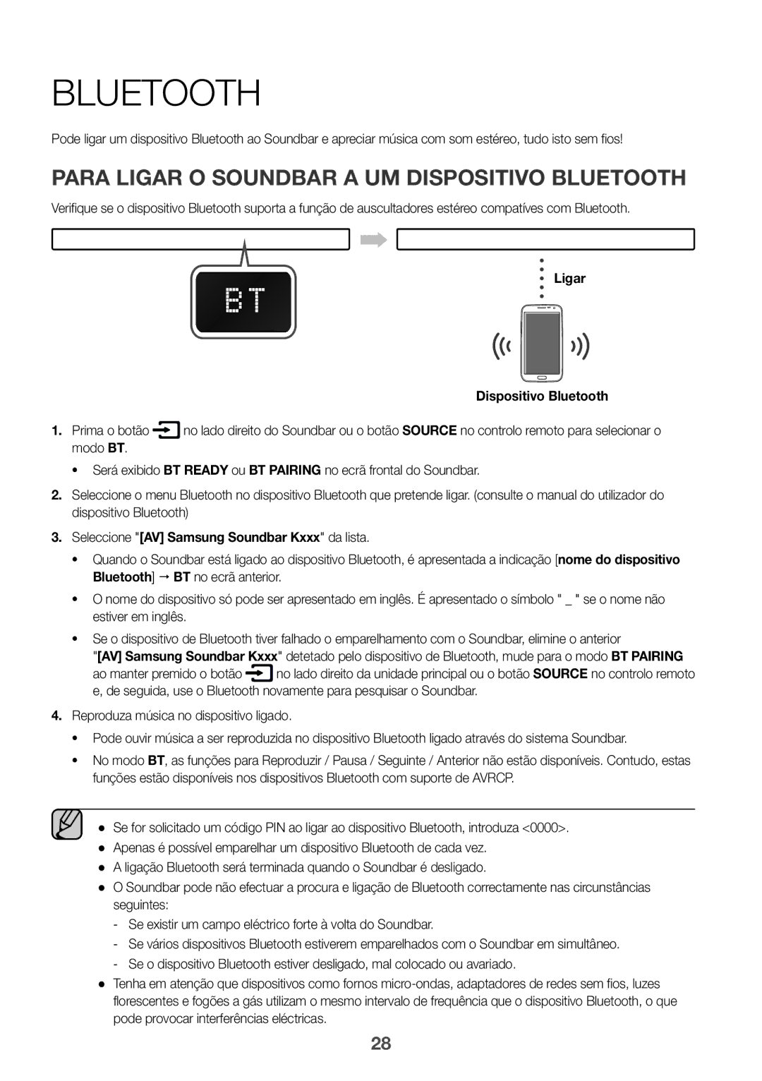 Samsung HW-K950/EN, HW-K950/ZF manual Para Ligar O Soundbar a UM Dispositivo Bluetooth, Ligar Dispositivo Bluetooth 