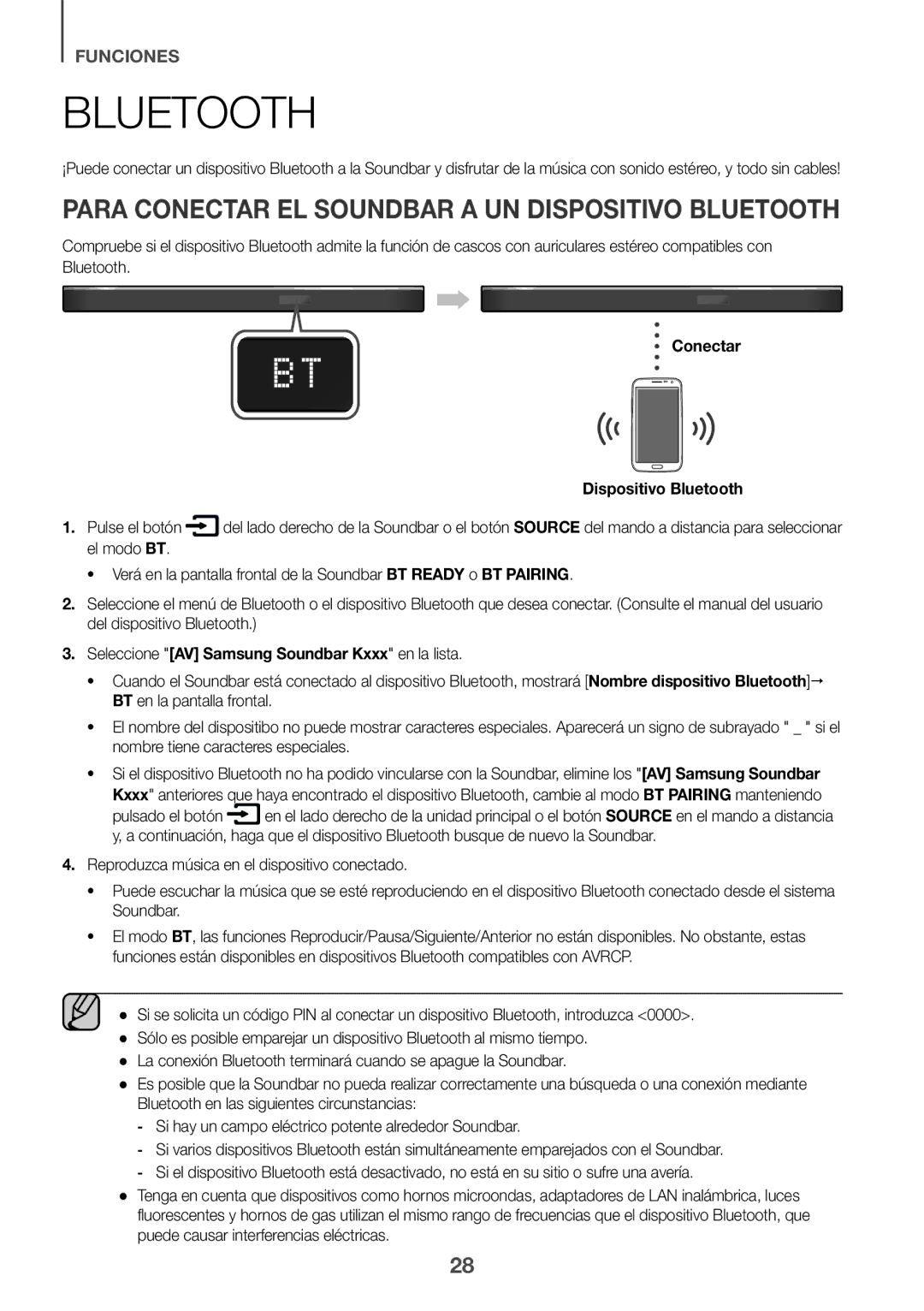 Samsung HW-K950/EN Para Conectar EL Soundbar a UN Dispositivo Bluetooth, Conectar Dispositivo Bluetooth Pulse el botón 