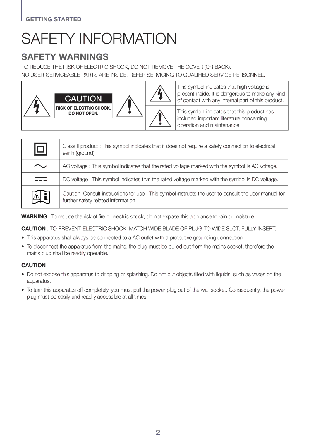 Samsung HW-K950/EN, HW-K950/ZF manual Safety Information, Safety Warnings 