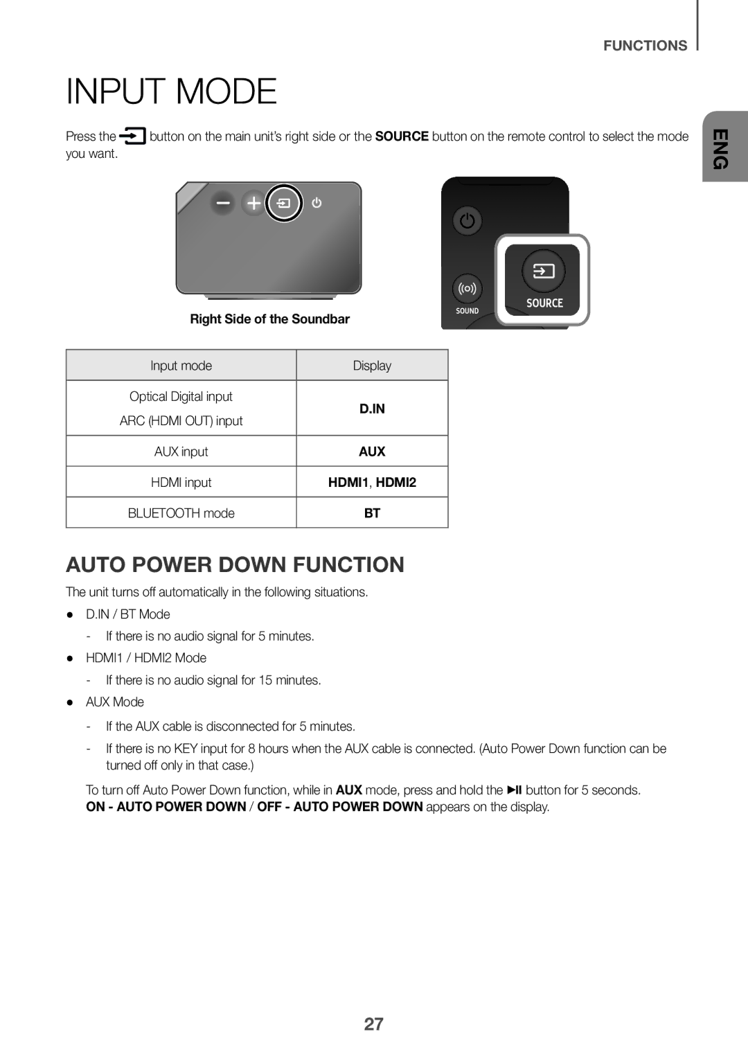 Samsung HW-K950/ZF, HW-K950/EN manual Input Mode, Auto Power Down Function, You want, Input mode Display 