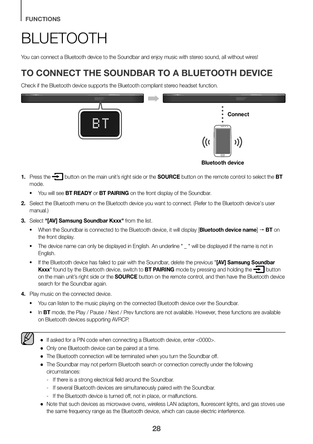 Samsung HW-K950/EN, HW-K950/ZF manual To Connect the Soundbar to a Bluetooth Device, Connect Bluetooth device 