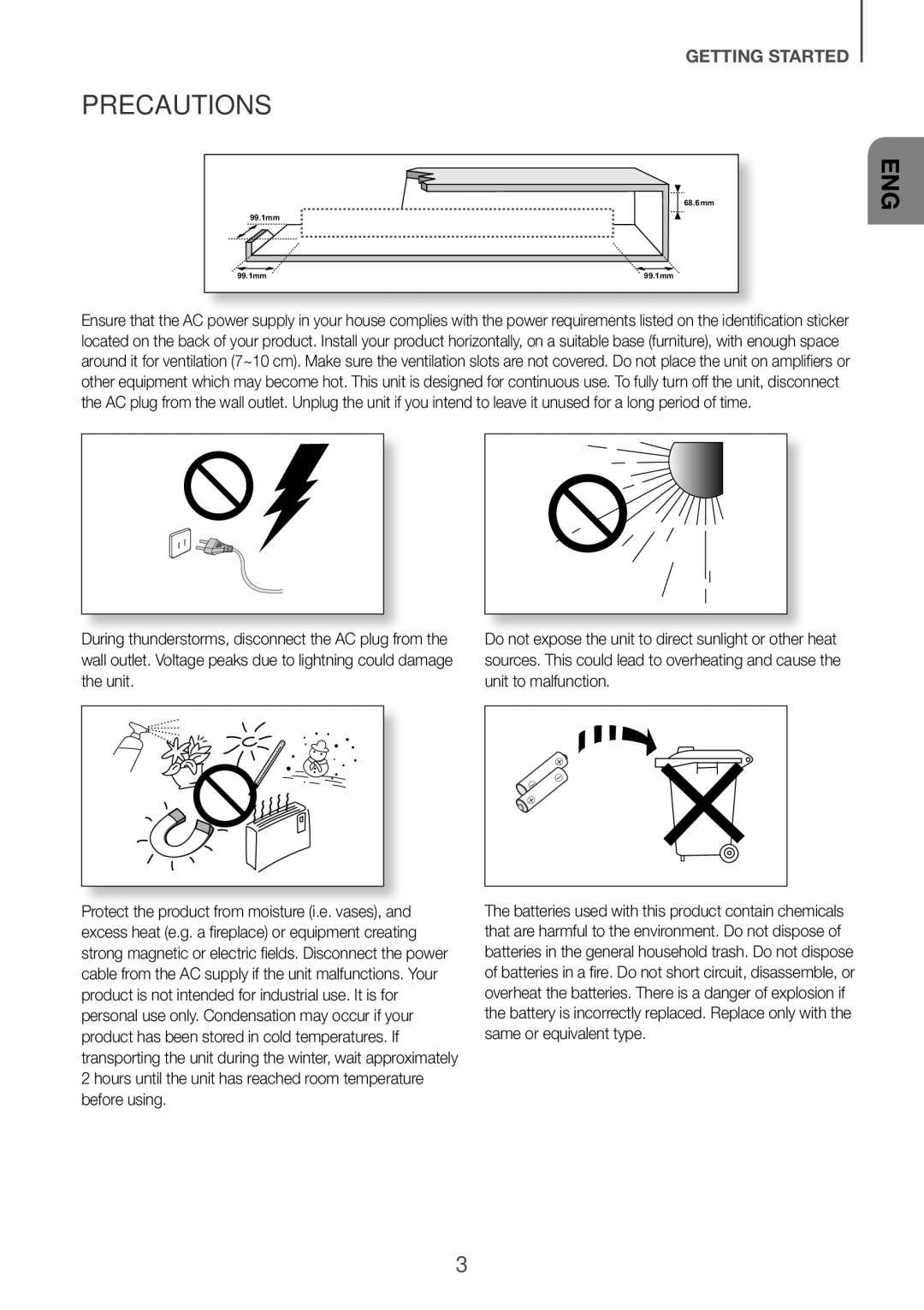 Samsung HW-K950/ZF, HW-K950/EN manual Precautions, Eng 