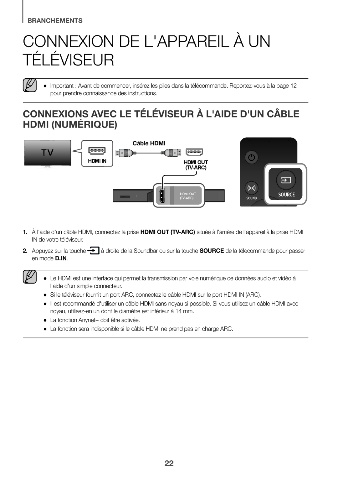 Samsung HW-K950/EN, HW-K950/ZF manual Connexion DE Lappareil À UN Téléviseur, Câble Hdmi 