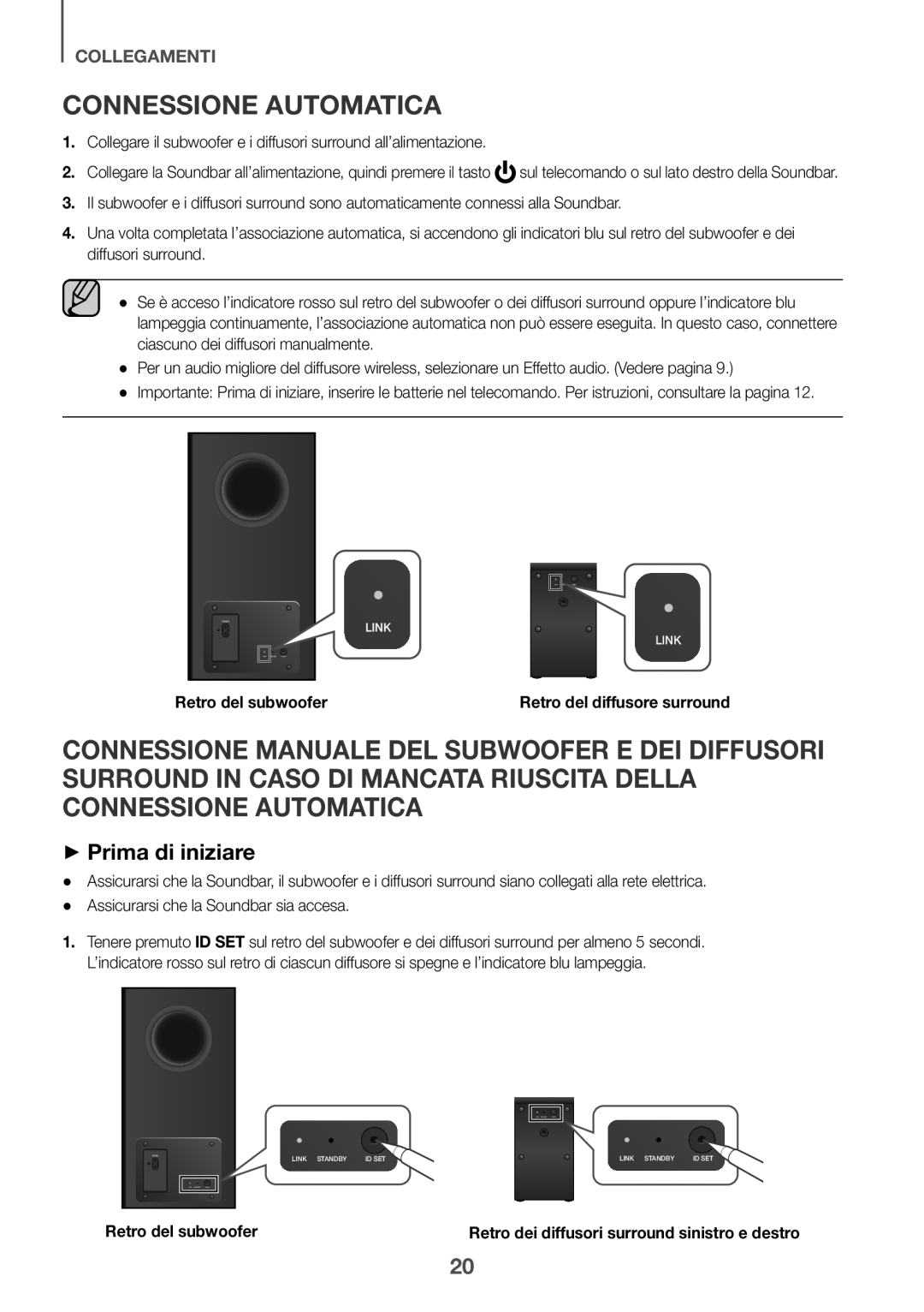 Samsung HW-K950/EN, HW-K950/ZF manual Connessione Automatica, ++Prima di iniziare, Retro del subwoofer 