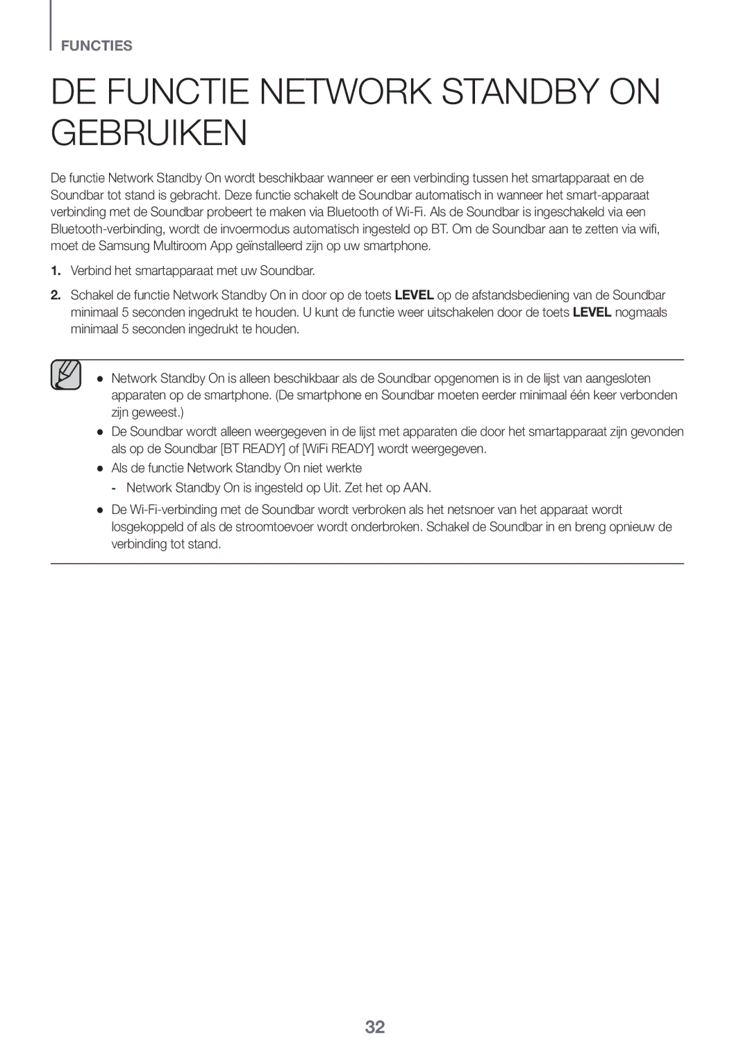 Samsung HW-K950/EN, HW-K950/ZF manual De functie Network Standby On gebruiken 