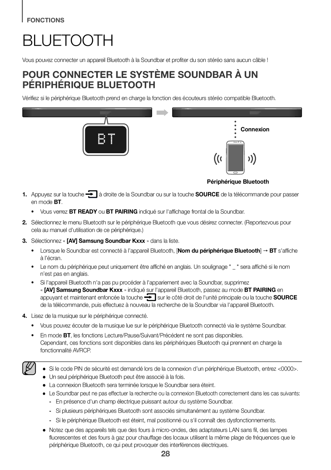 Samsung HW-K950/EN, HW-K950/ZF manual Connexion Périphérique Bluetooth Appuyez sur la touche, En mode BT 