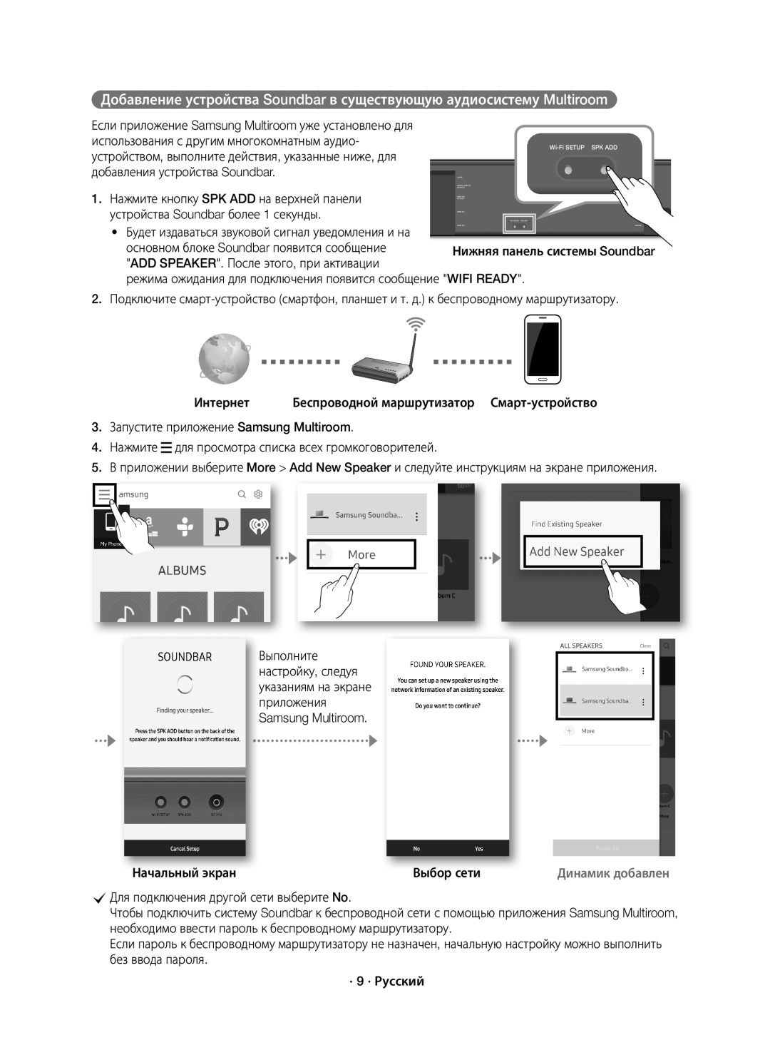 Samsung HW-K950/RU Использования с другим многокомнатным аудио, Если приложение Samsung Multiroom уже установлено для 