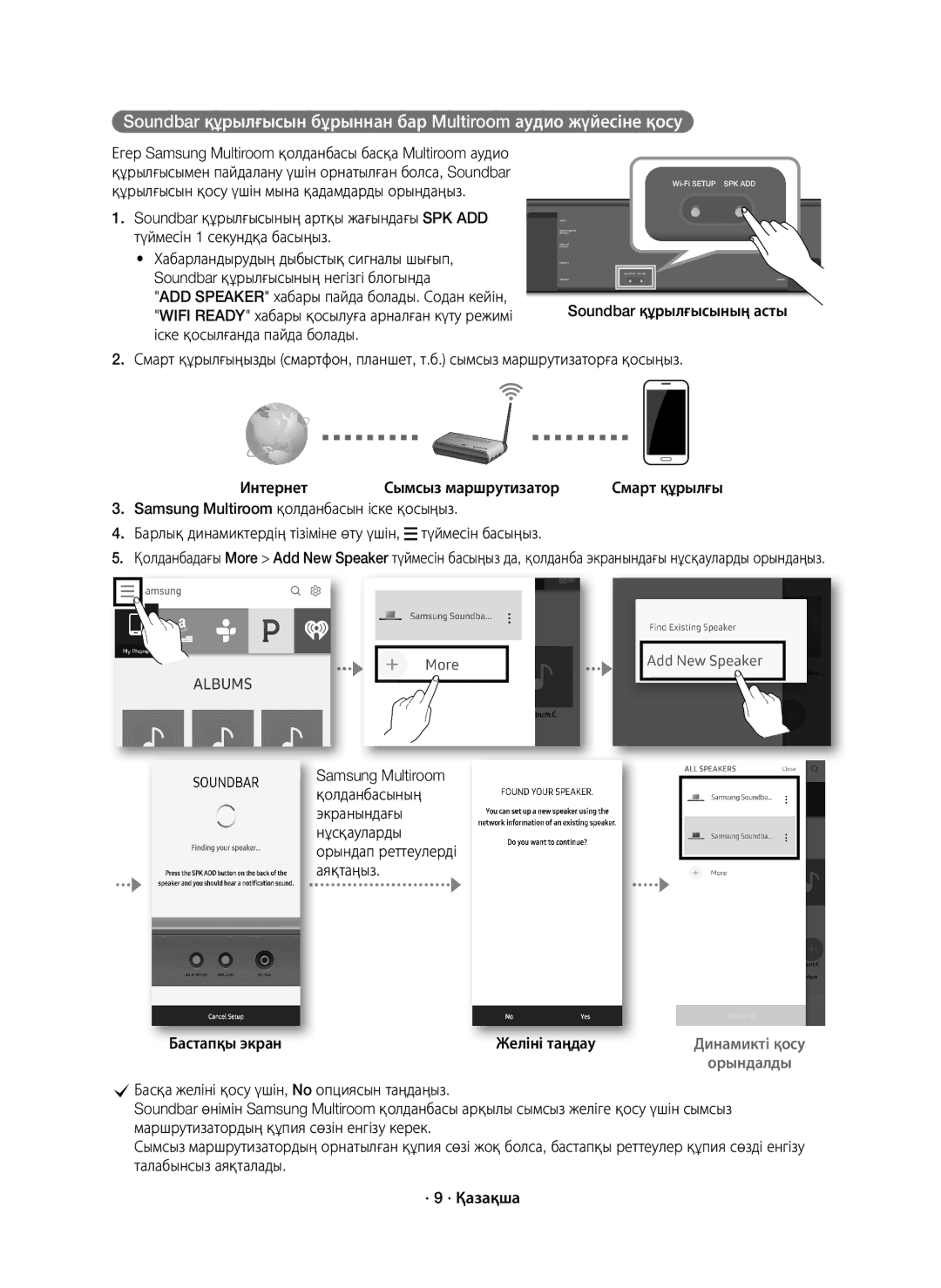 Samsung HW-K950/RU manual Бастапқы экран Желіні таңдау 