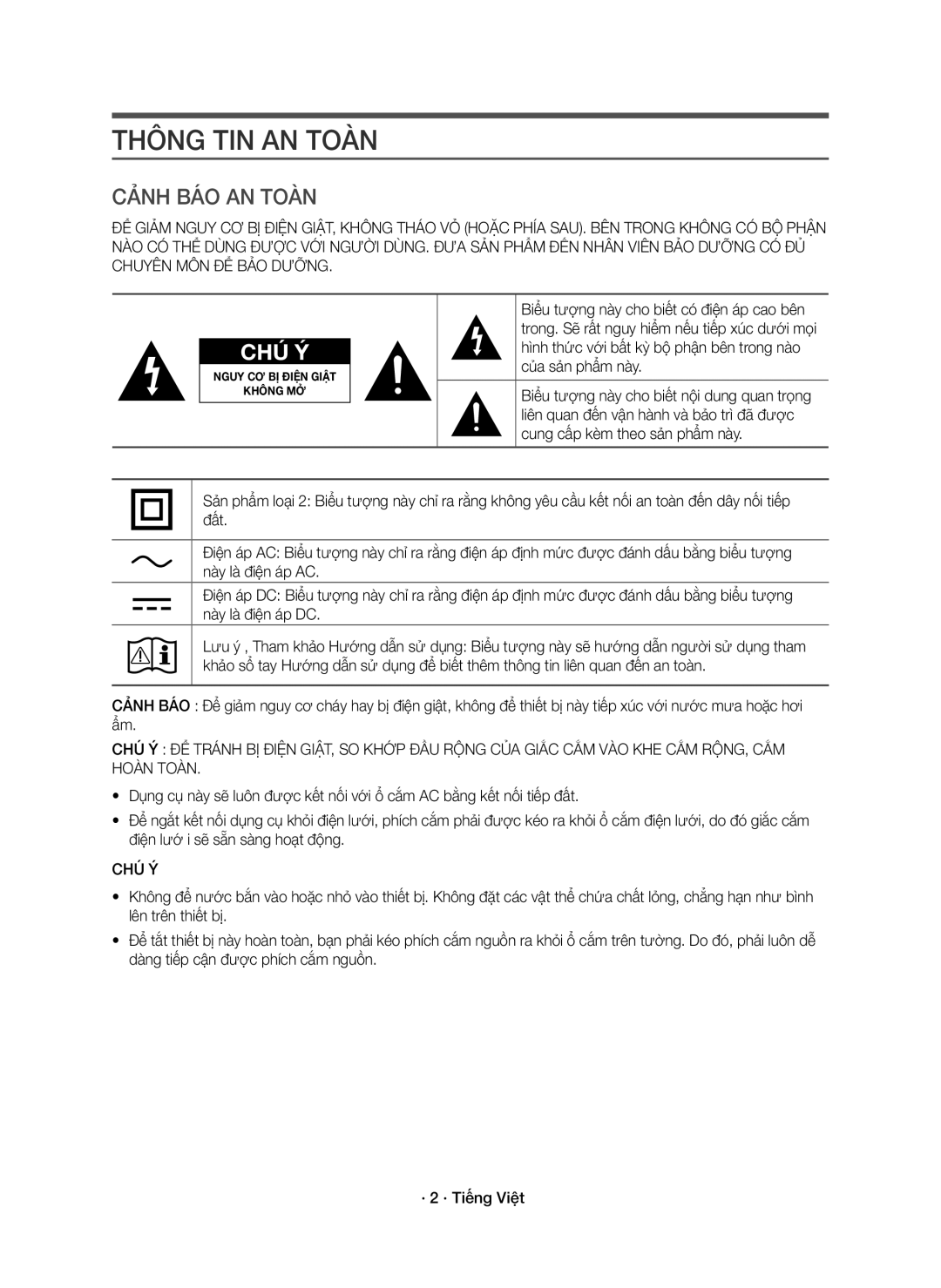 Samsung HW-K950/XV manual Thông TIN AN Toàn, Hoàn Toàn, Chú Ý 