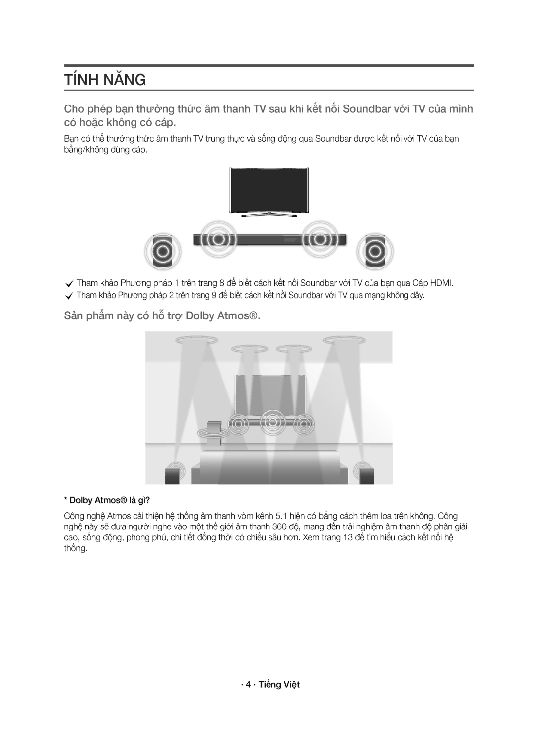 Samsung HW-K950/XV manual Tính Năng, Sản phẩm này có hỗ trợ Dolby Atmos 