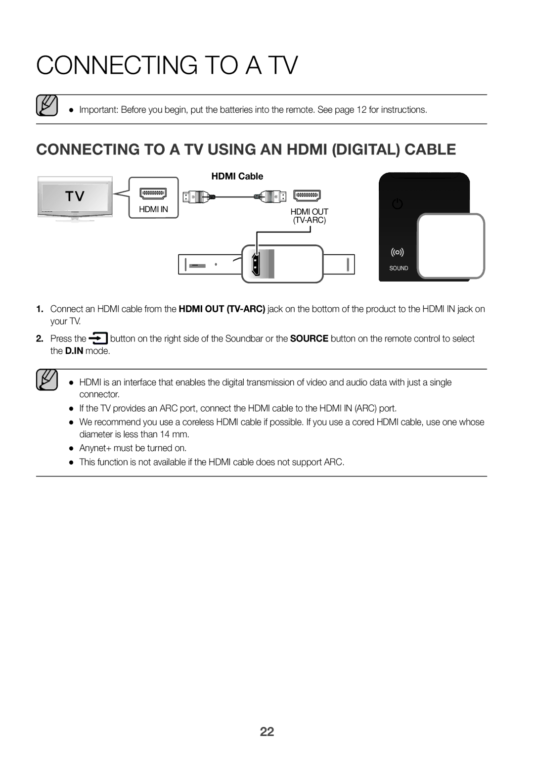 Samsung HW-K950/XV manual Connecting to a TV Using an Hdmi Digital Cable, Hdmi Cable 