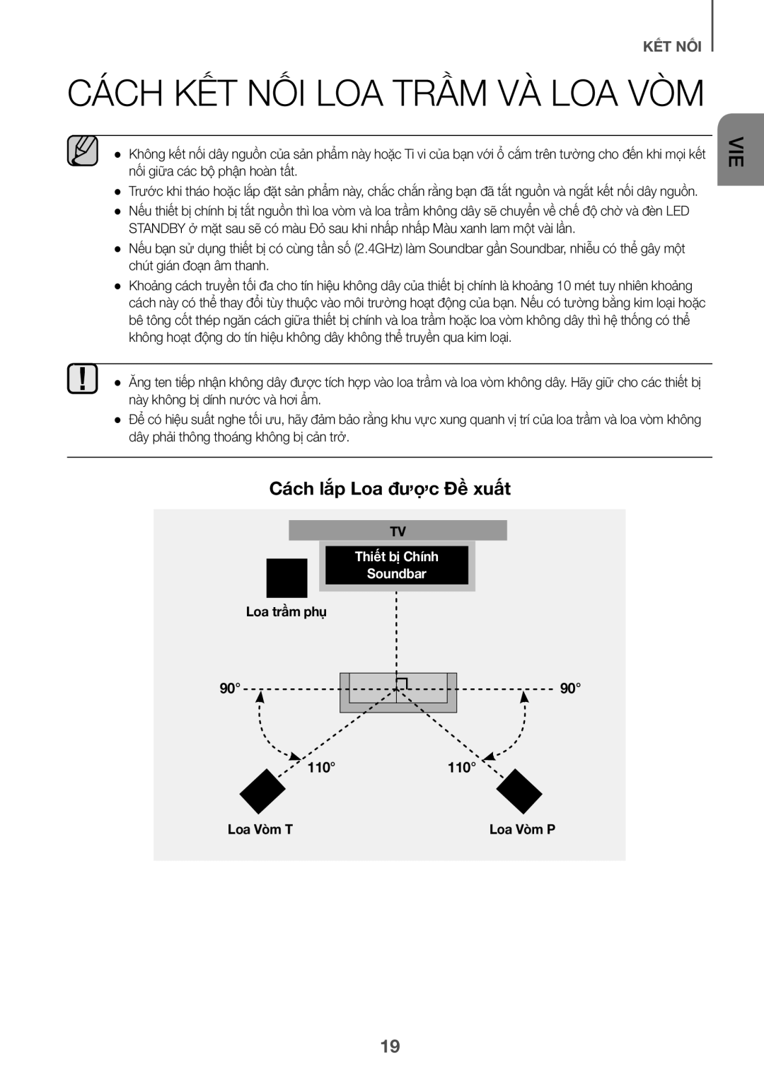 Samsung HW-K950/XV manual CácCh kếtT nối loa trầmM và̀ loa vòm, Cách lắ́p Loa được Đề xuất, Loa trâm phụ, Loa Vòm P 