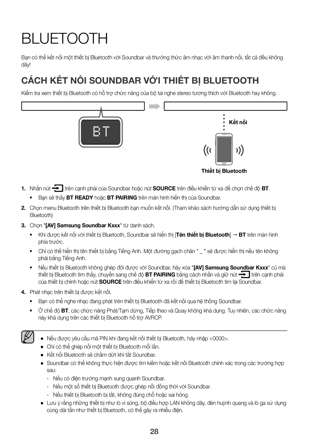 Samsung HW-K950/XV manual Cách kêt nố Soundbar với thiêt bi Bluetooth, Kêt nôi Thiêt bi Bluetooth 