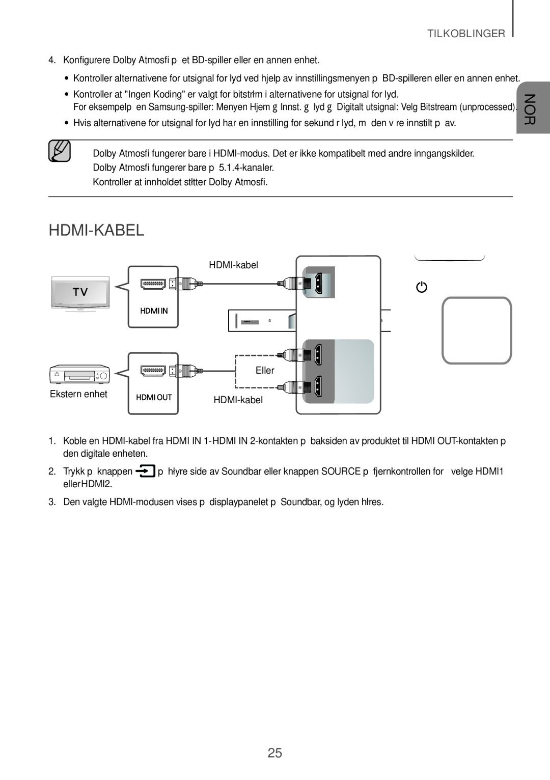 Samsung HW-K960/XE manual HDMI-kabel 