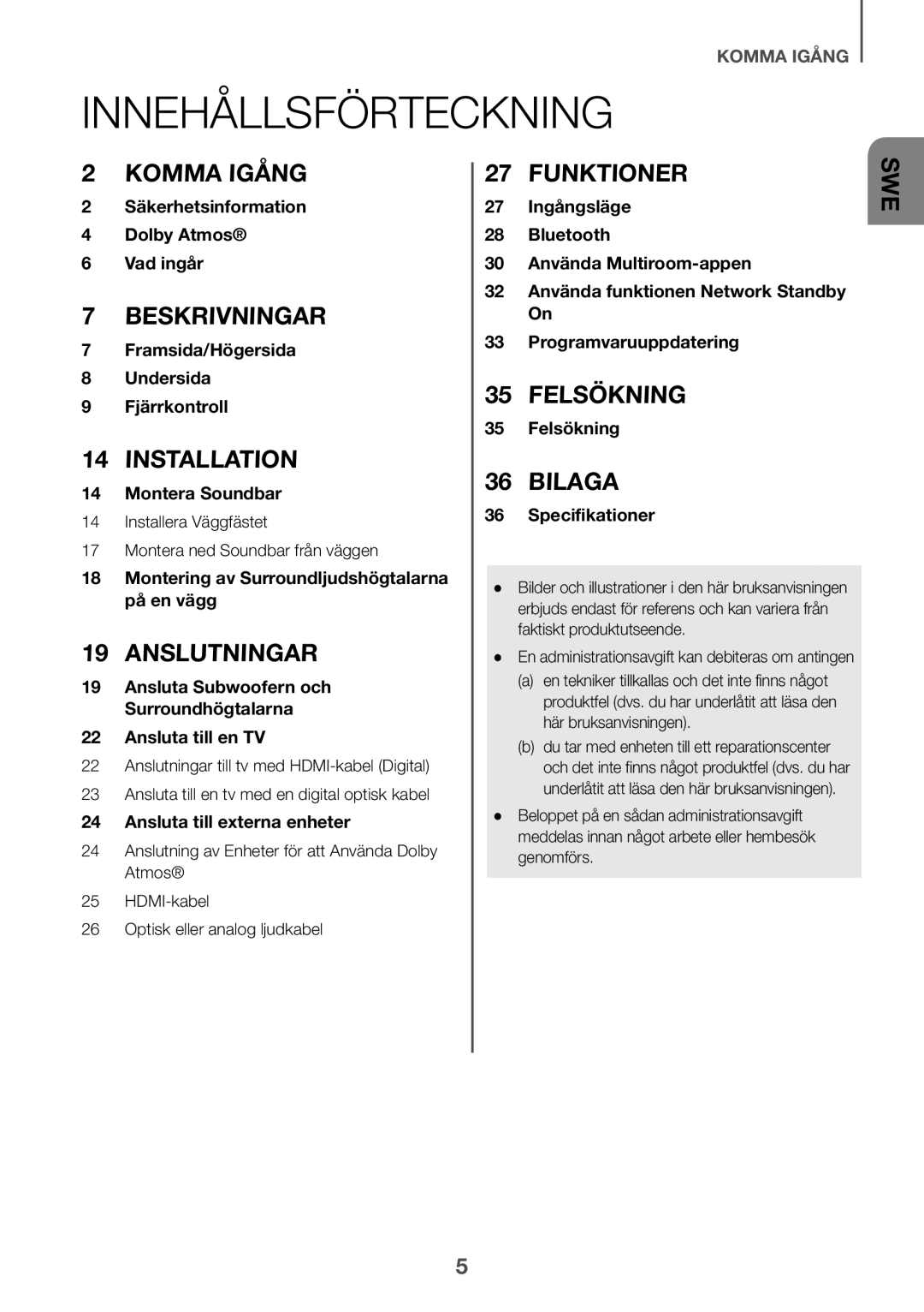 Samsung HW-K960/XE manual Innehållsförteckning 