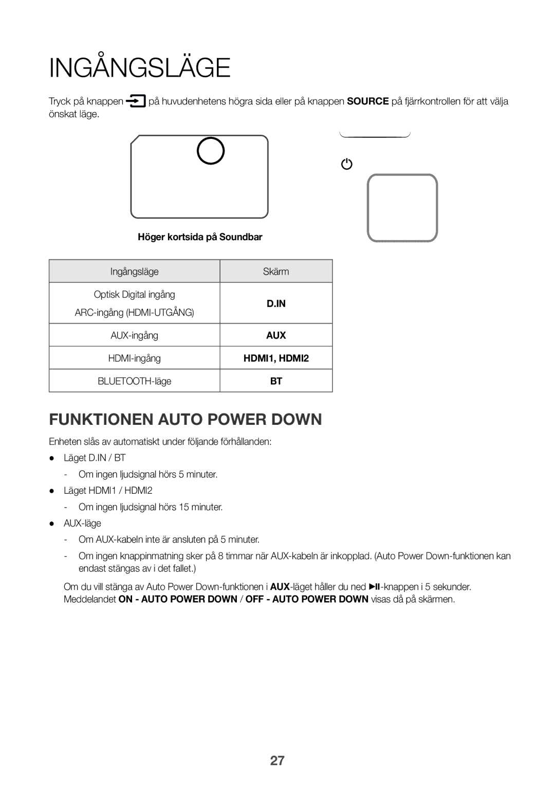 Samsung HW-K960/XE manual Önskat läge, Ingångsläge Skärm 