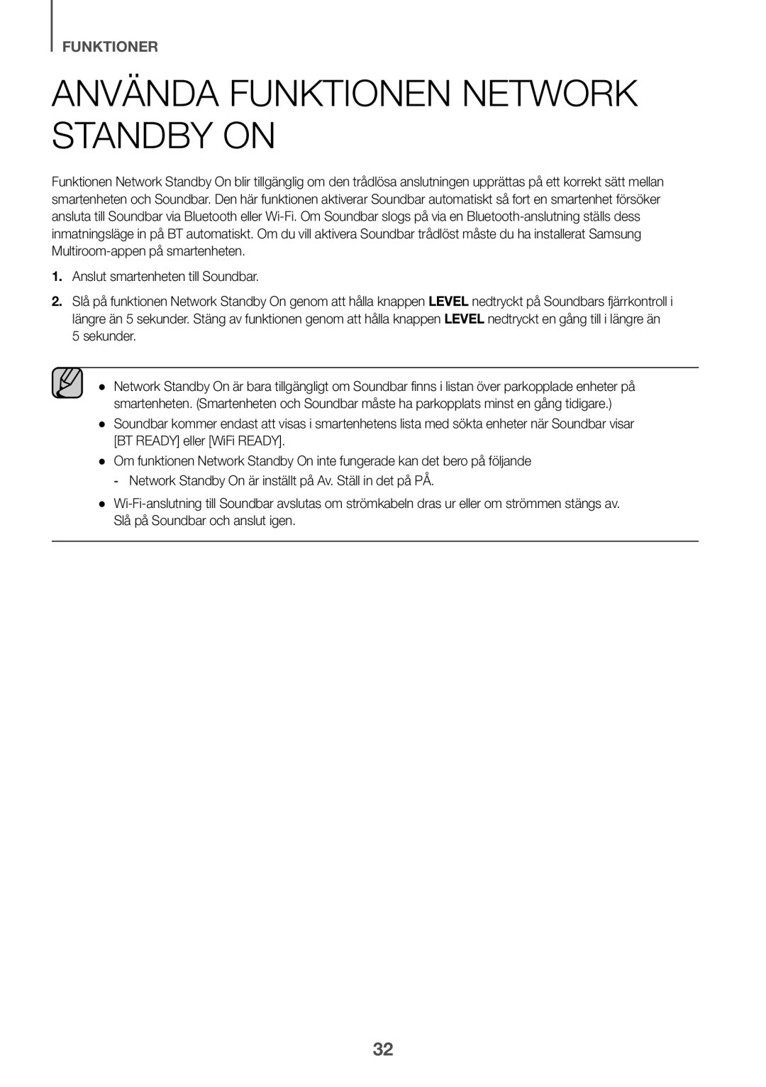 Samsung HW-K960/XE manual Använda funktionen Network Standby On 