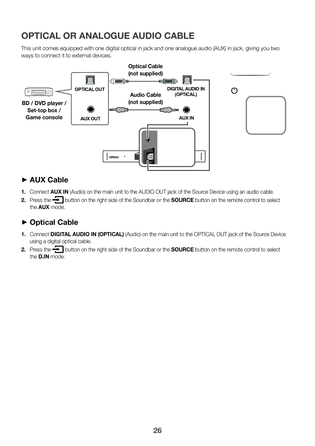 Samsung HW-K960/XE manual Optical or Analogue Audio Cable, ++Optical Cable 