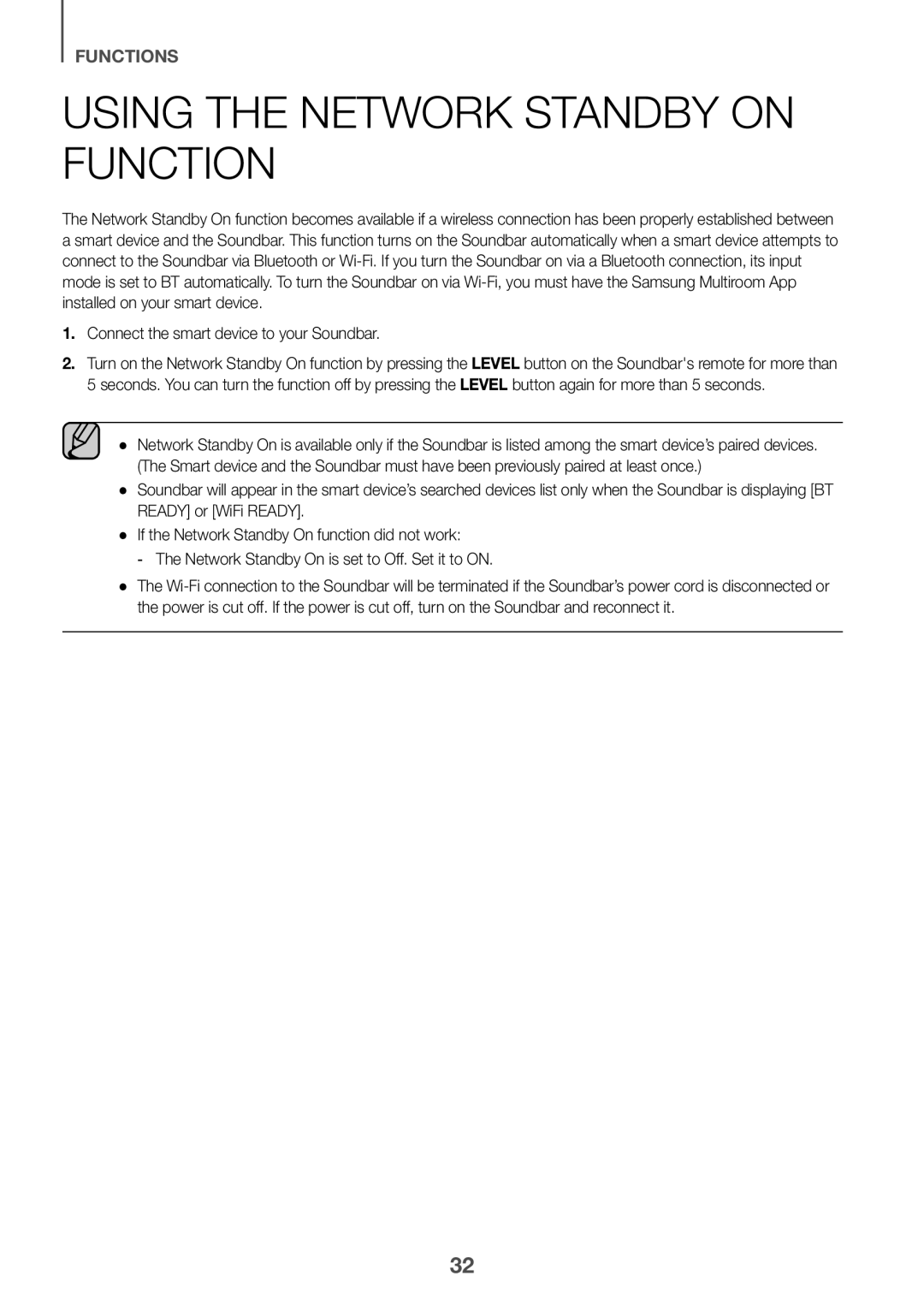 Samsung HW-K960/XE manual Using the Network Standby On Function 