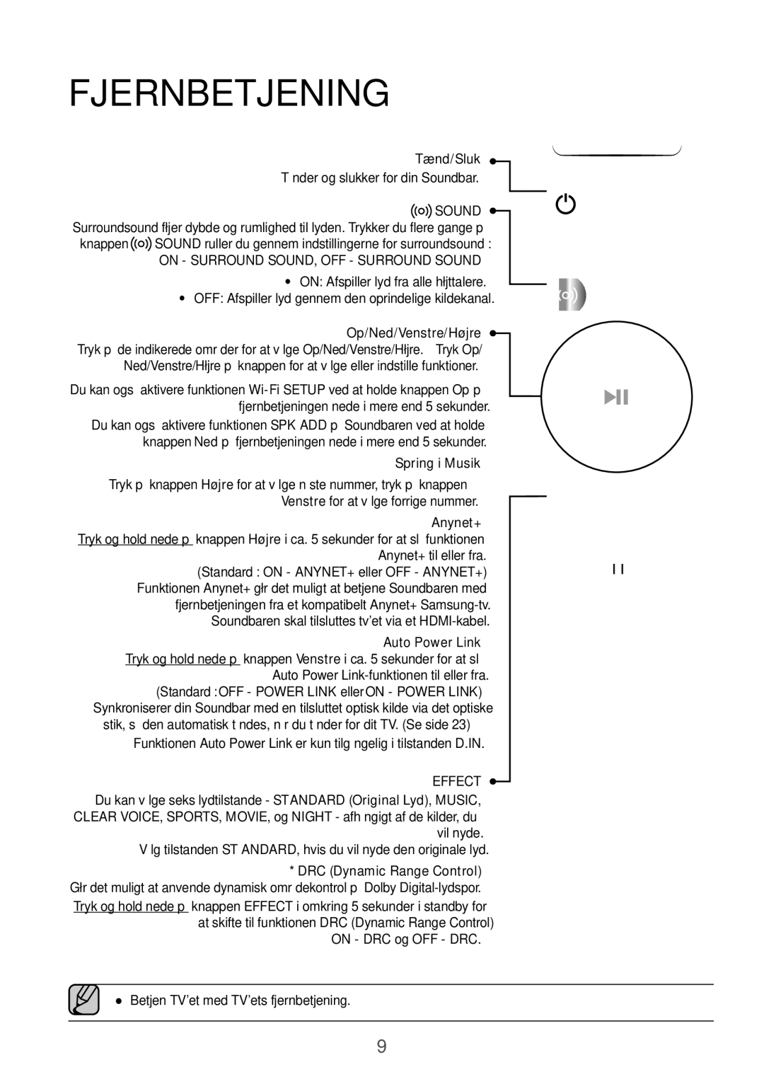 Samsung HW-K960/XE manual Fjernbetjening 