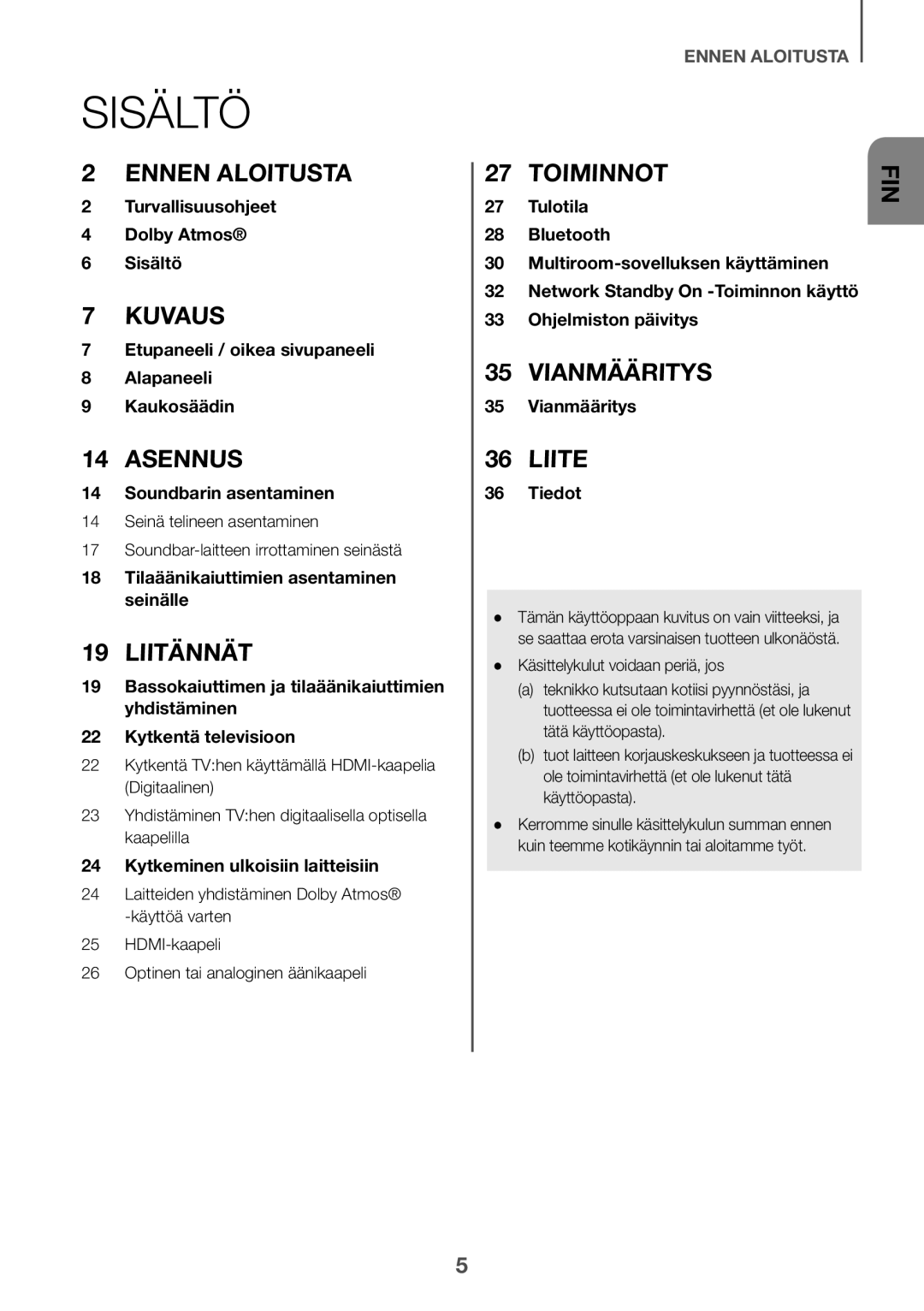 Samsung HW-K960/XE manual Sisältö 