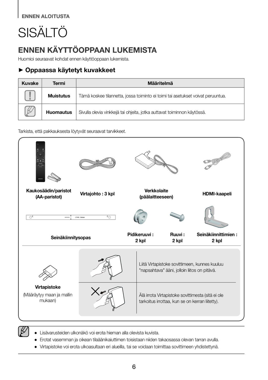 Samsung HW-K960/XE manual Ennen käyttöoppaan lukemista, ++Oppaassa käytetyt kuvakkeet 