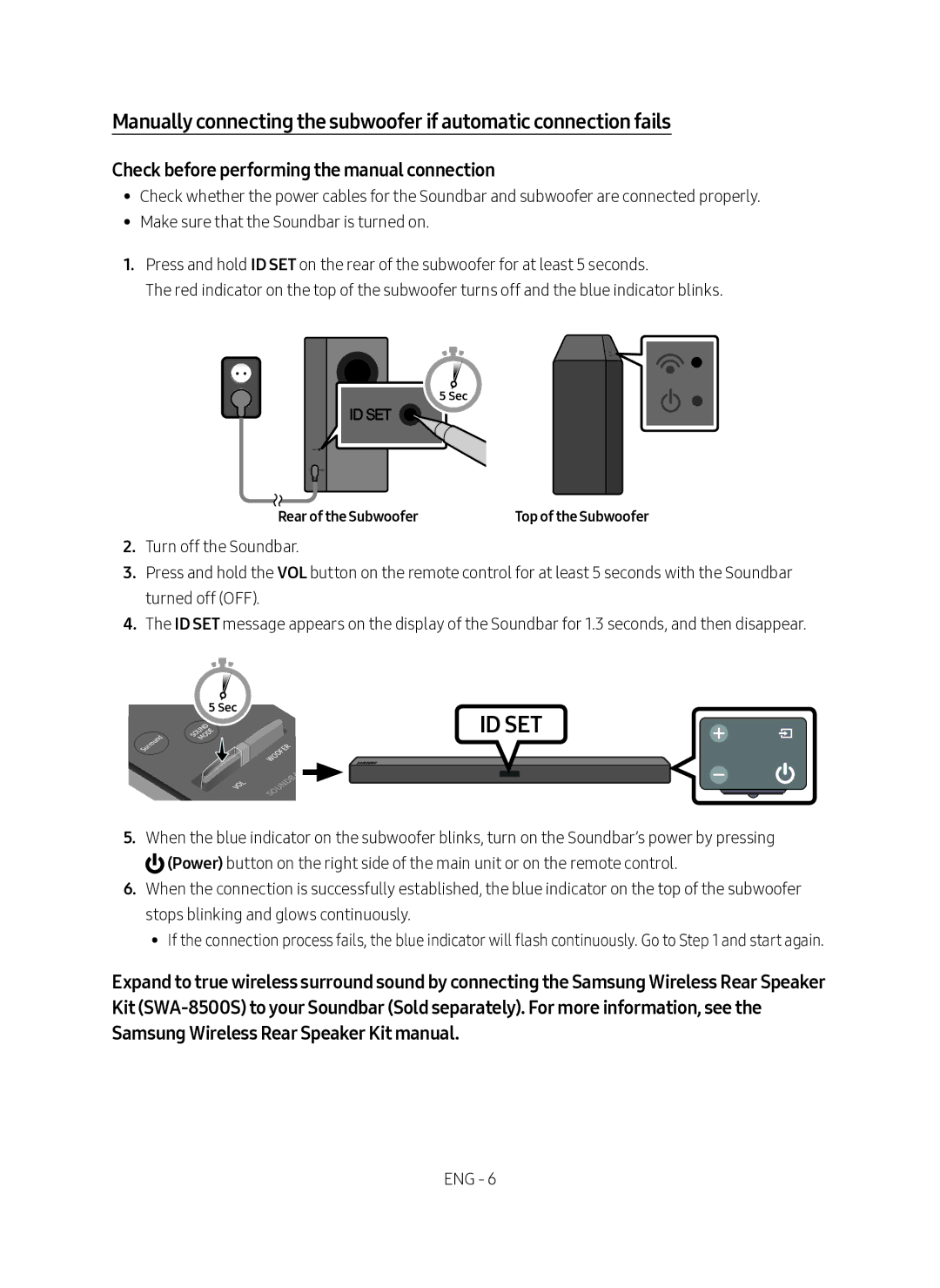 Samsung HW-M360/ZG, HW-M360/EN, HW-M360/ZF Check before performing the manual connection, Rear of the Subwoofer 