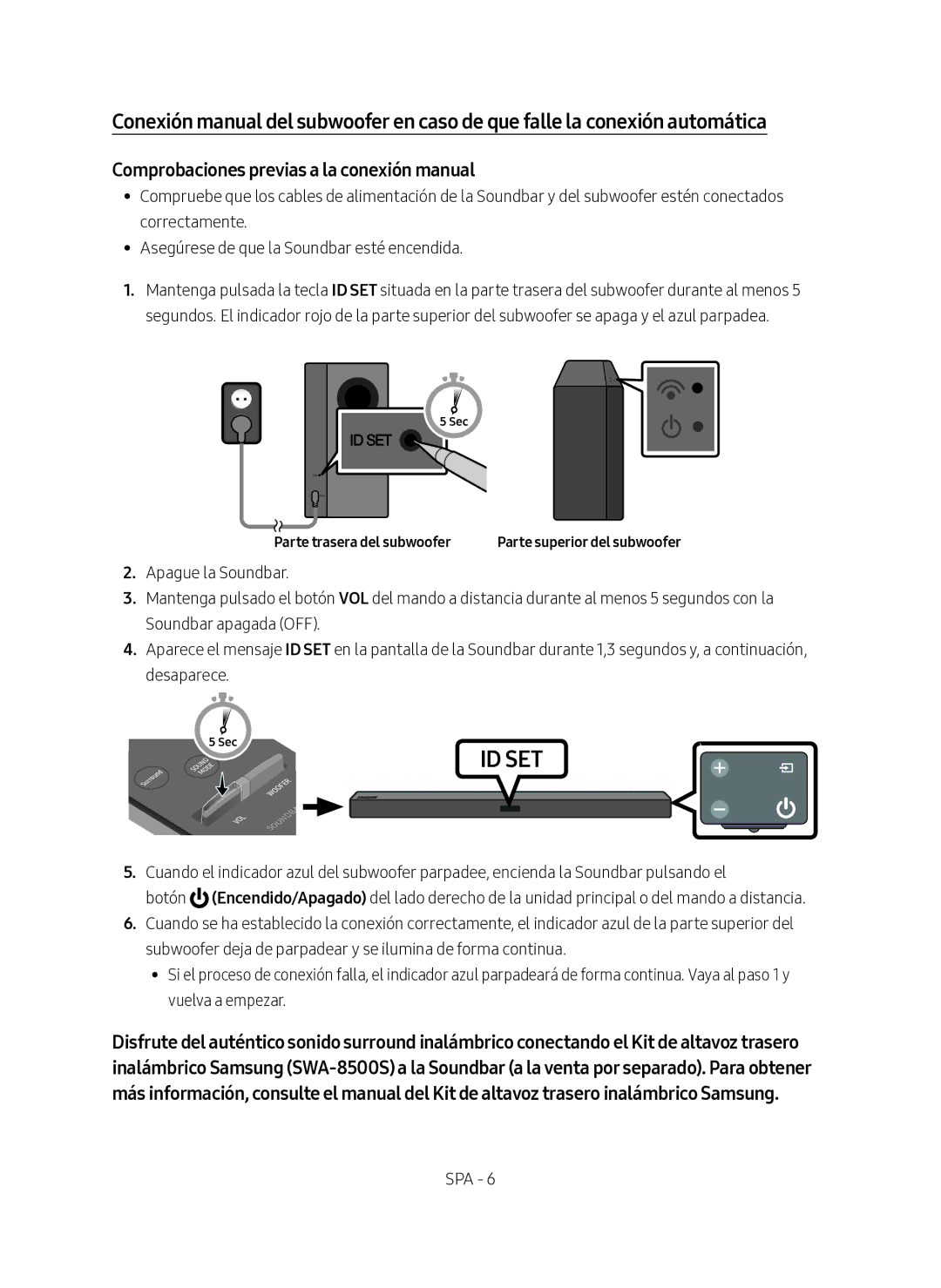 Samsung HW-M360/EN, HW-M360/ZG, HW-M360/ZF manual Parte trasera del subwoofer 