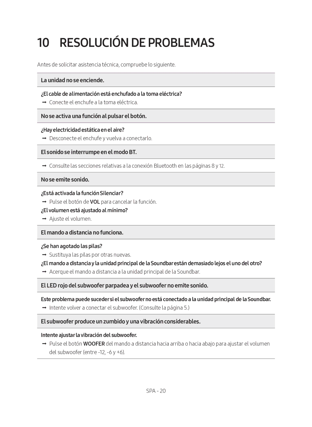 Samsung HW-M360/ZF, HW-M360/EN, HW-M360/ZG manual Resolución DE Problemas 