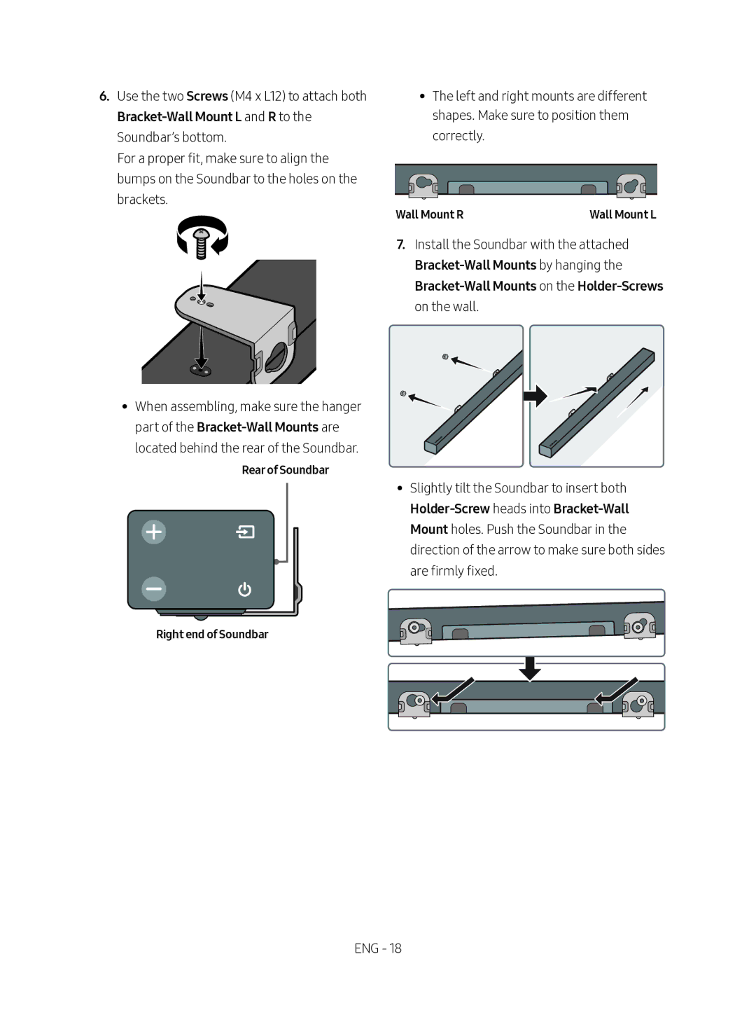 Samsung HW-M360/ZG, HW-M360/EN, HW-M360/ZF manual Holder-Screw heads into Bracket-Wall, Wall Mount R 