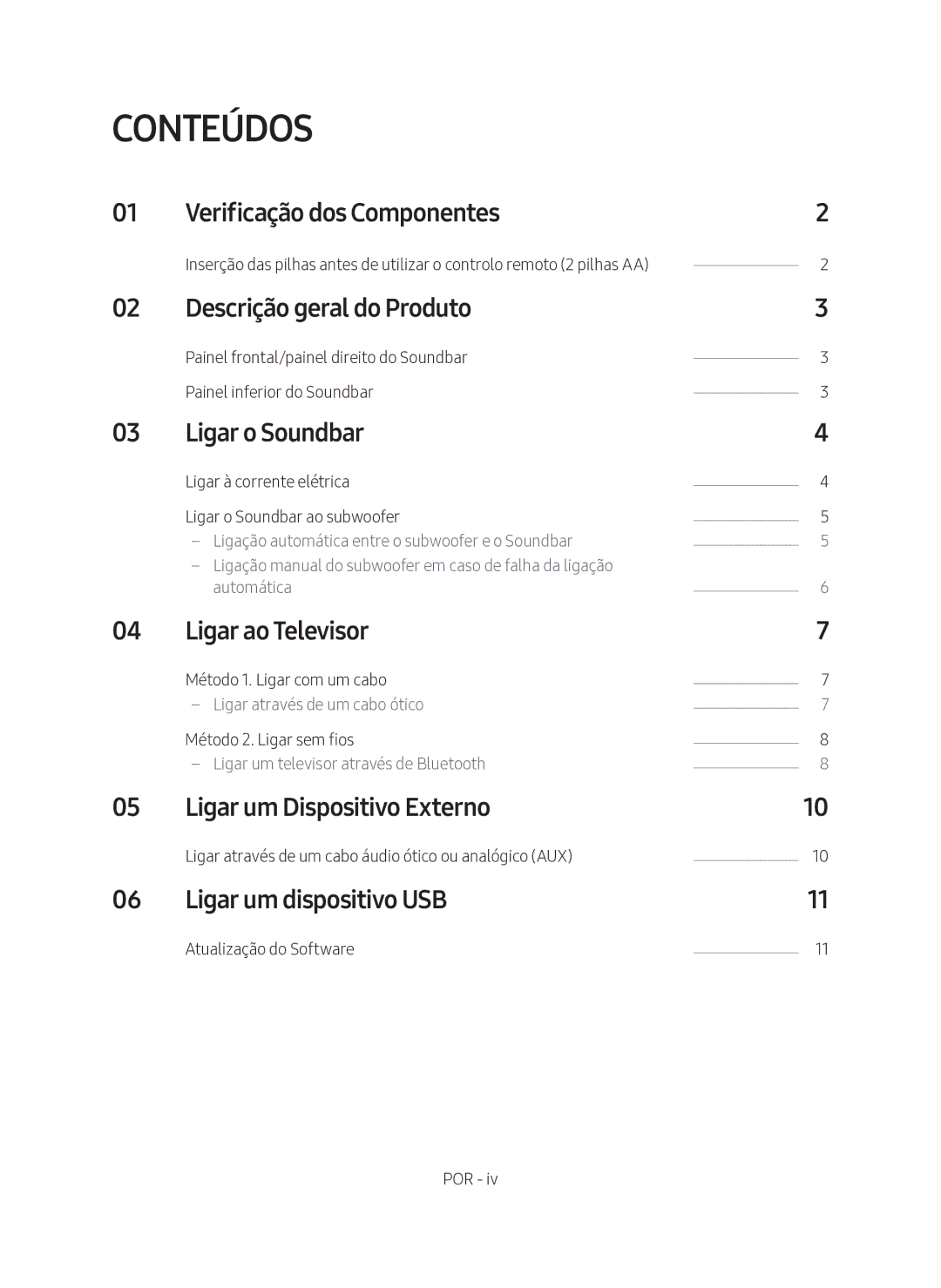 Samsung HW-M360/ZG, HW-M360/EN, HW-M360/ZF manual Conteúdos 