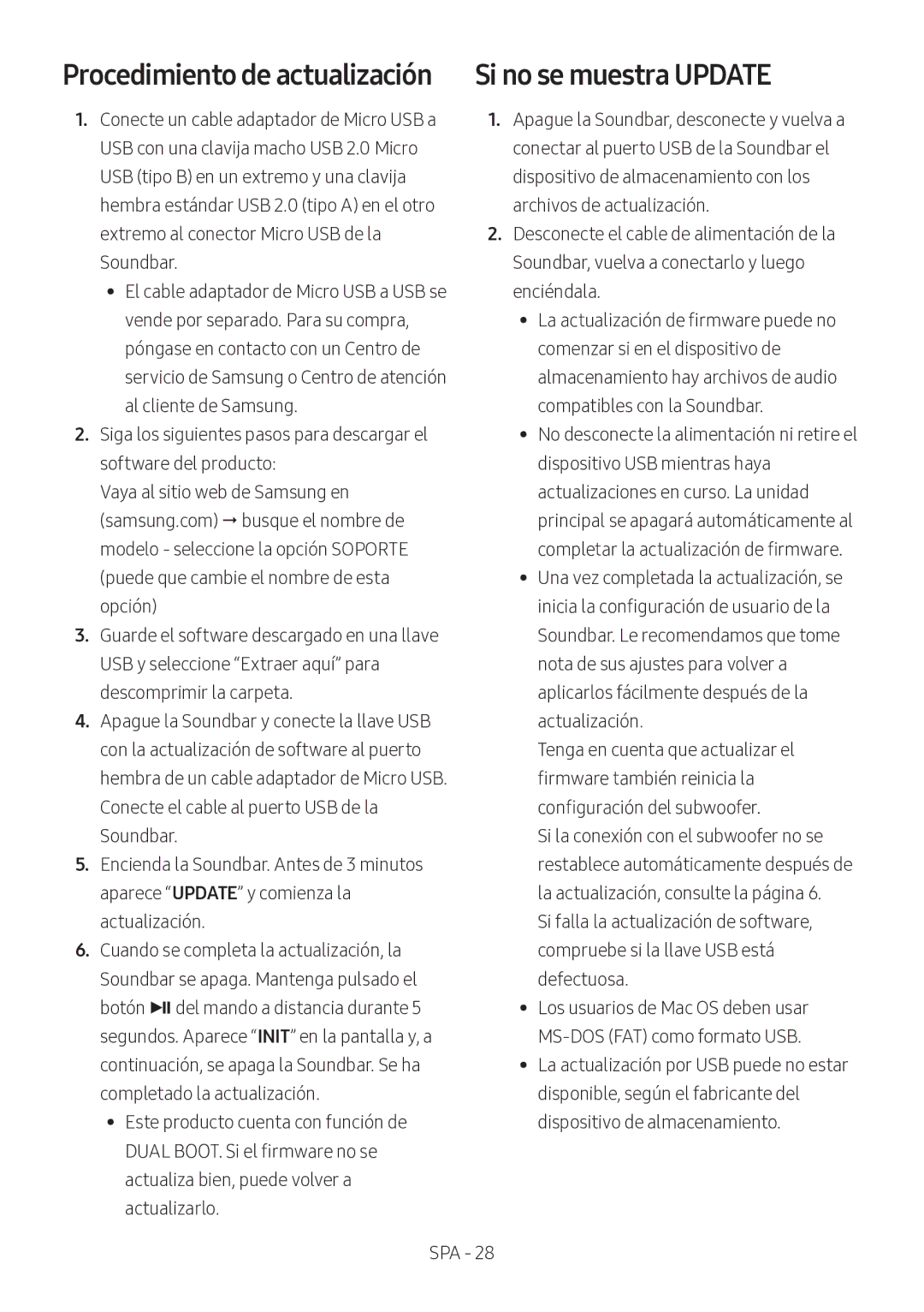 Samsung HW-M360/ZG, HW-M360/EN, HW-M360/ZF manual Procedimiento de actualización, Si no se muestra Update 