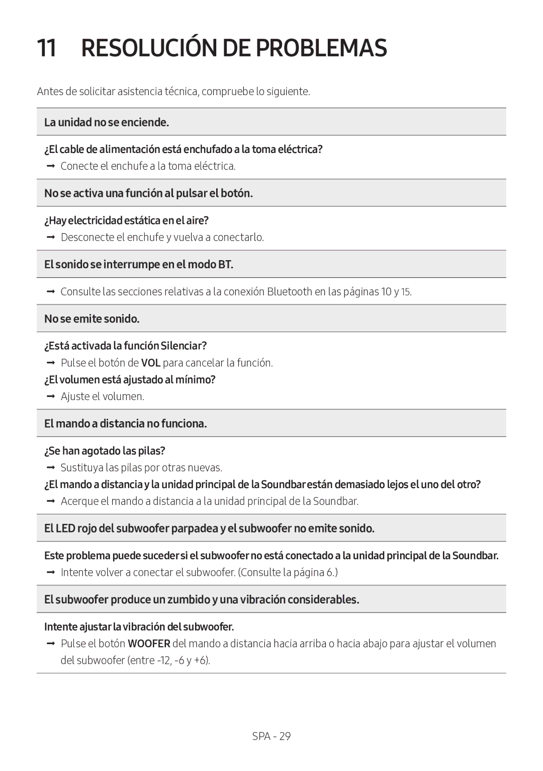 Samsung HW-M360/ZF, HW-M360/EN, HW-M360/ZG manual Resolución DE Problemas 