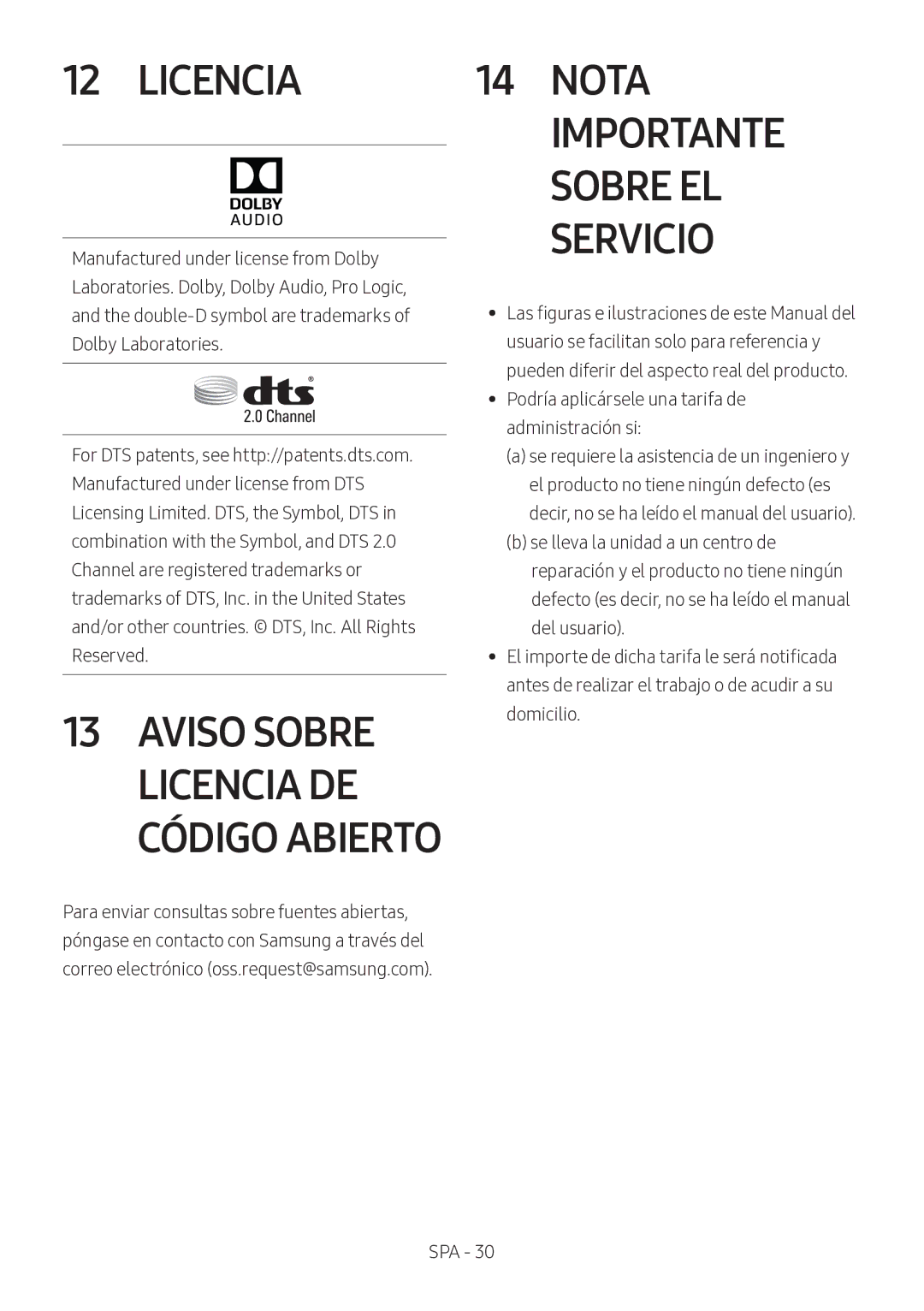 Samsung HW-M360/EN, HW-M360/ZG, HW-M360/ZF manual Aviso Sobre Licencia DE Código Abierto 