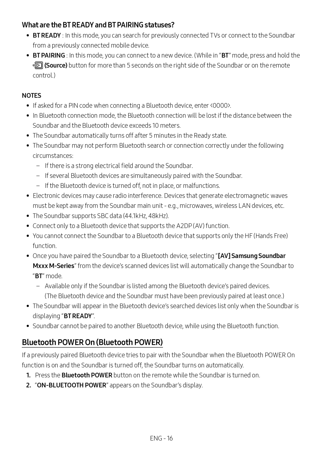 Samsung HW-M360/ZF, HW-M360/EN manual Bluetooth Power On Bluetooth Power, What are the BT Ready and BT Pairing statuses? 