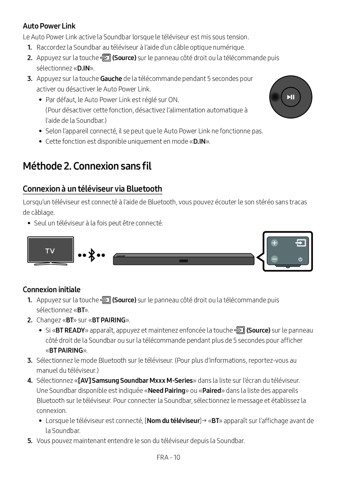 Samsung HW-M360/ZG, HW-M360/EN Méthode 2. Connexion sans fil, Connexion à un téléviseur via Bluetooth, Connexion initiale 