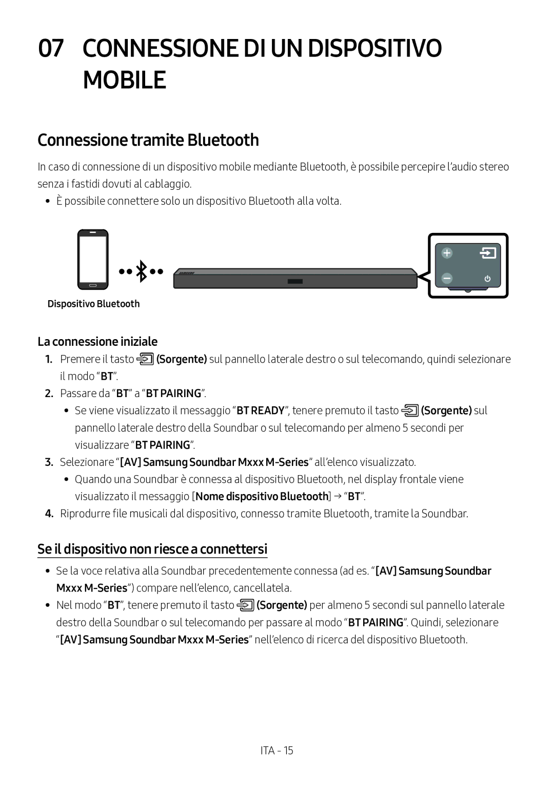 Samsung HW-M360/ZF, HW-M360/EN Connessione DI UN Dispositivo Mobile, Connessione tramite Bluetooth, Dispositivo Bluetooth 