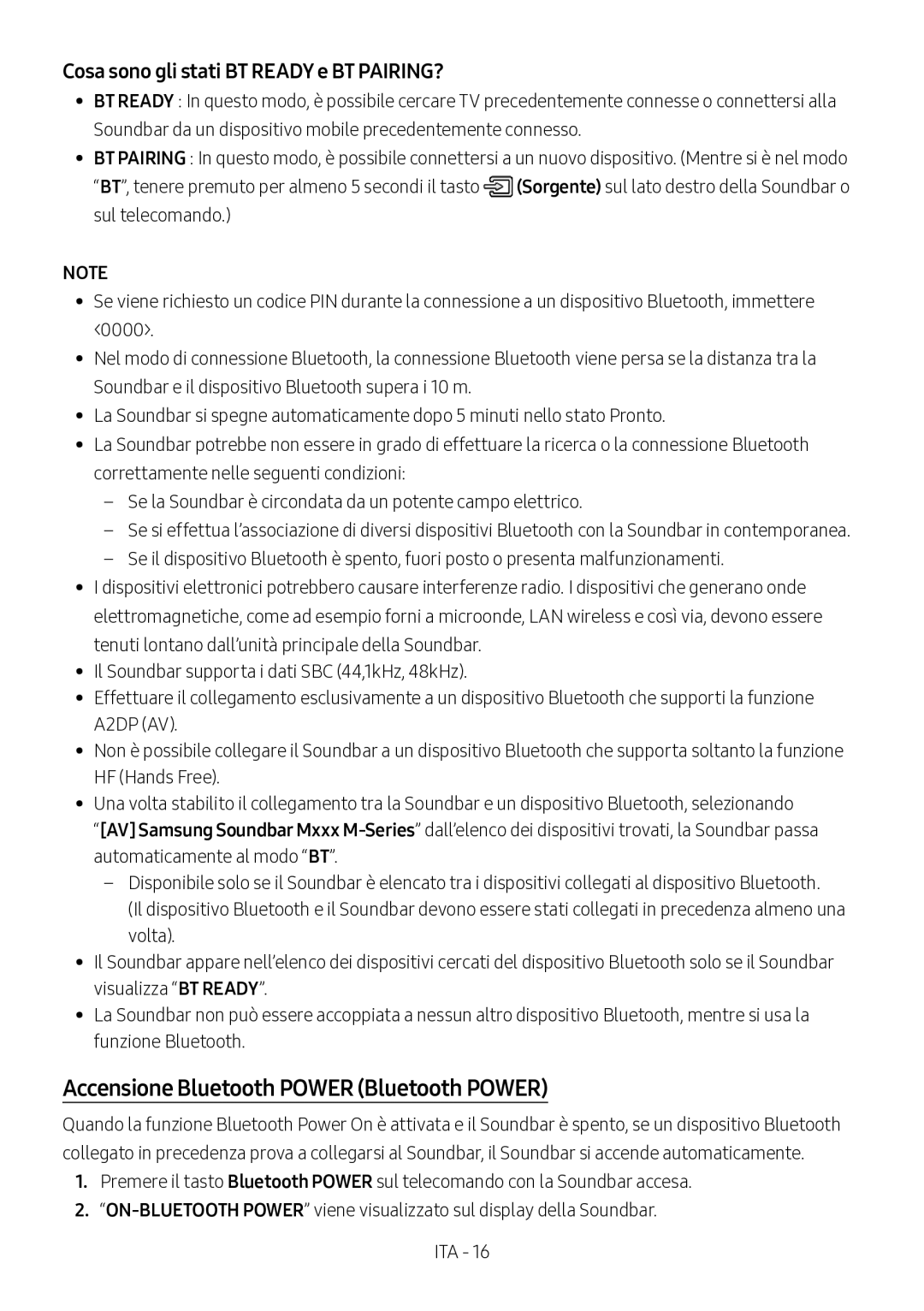 Samsung HW-M360/EN, HW-M360/ZG manual Accensione Bluetooth Power Bluetooth Power, Cosa sono gli stati BT Ready e BT PAIRING? 