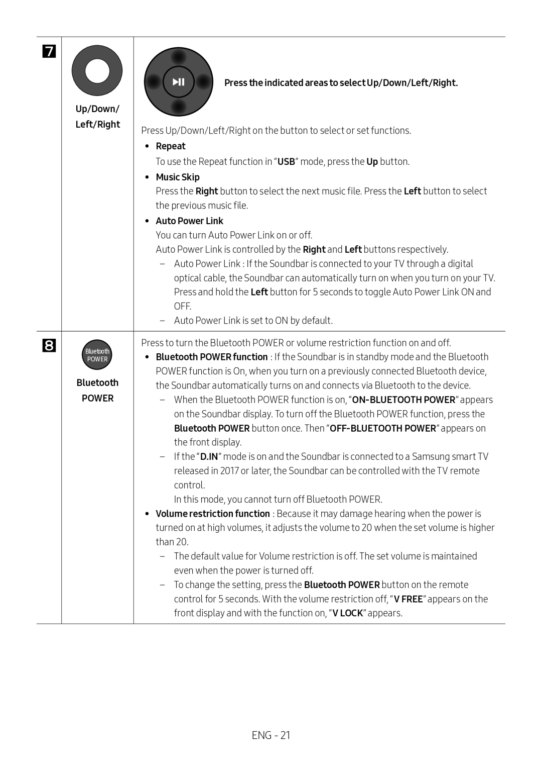 Samsung HW-M360/ZG manual Press the indicated areas to select Up/Down/Left/Right, Up/Down Left/Right, Repeat, Music Skip 